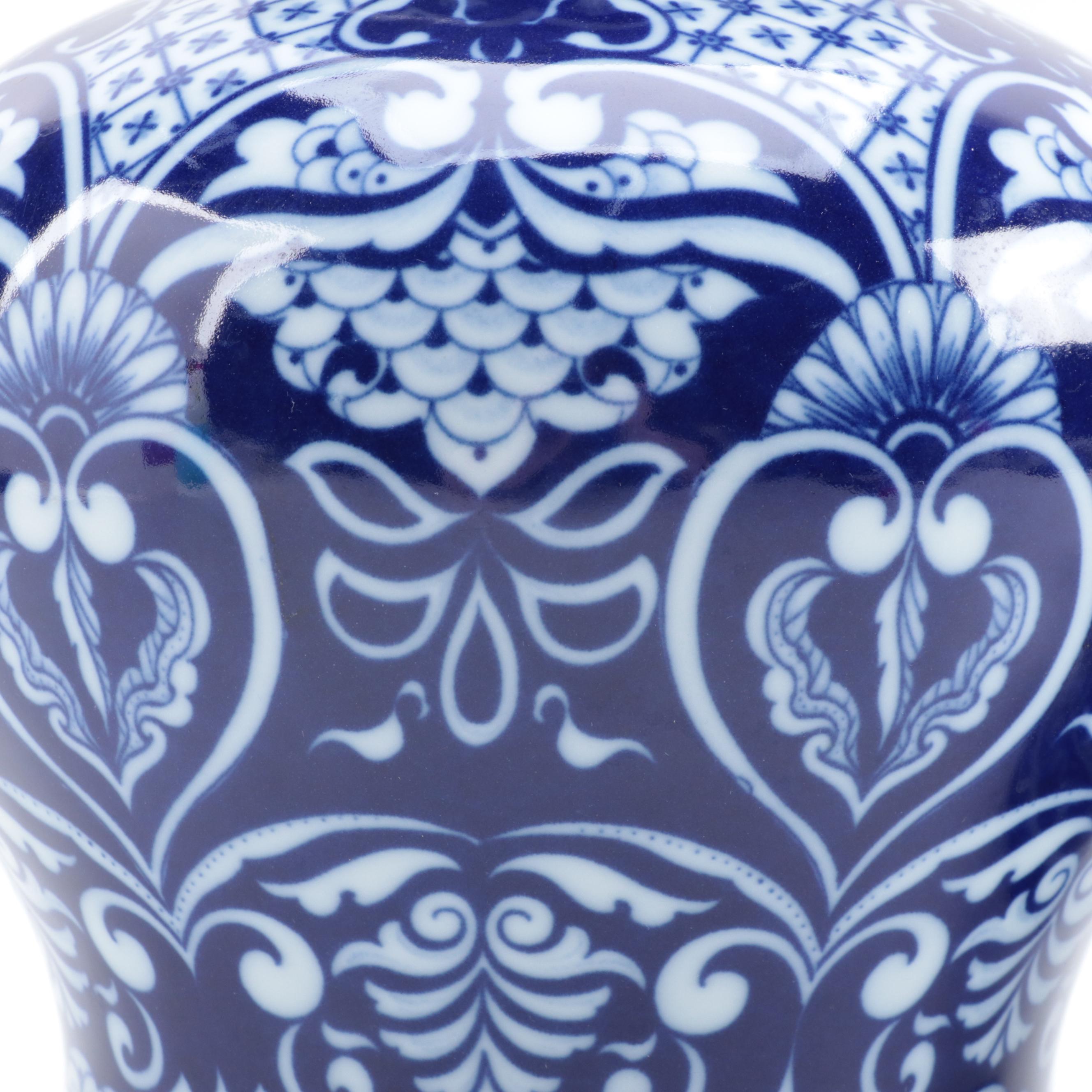Chinese Blue and White Porcelain Temple Jars