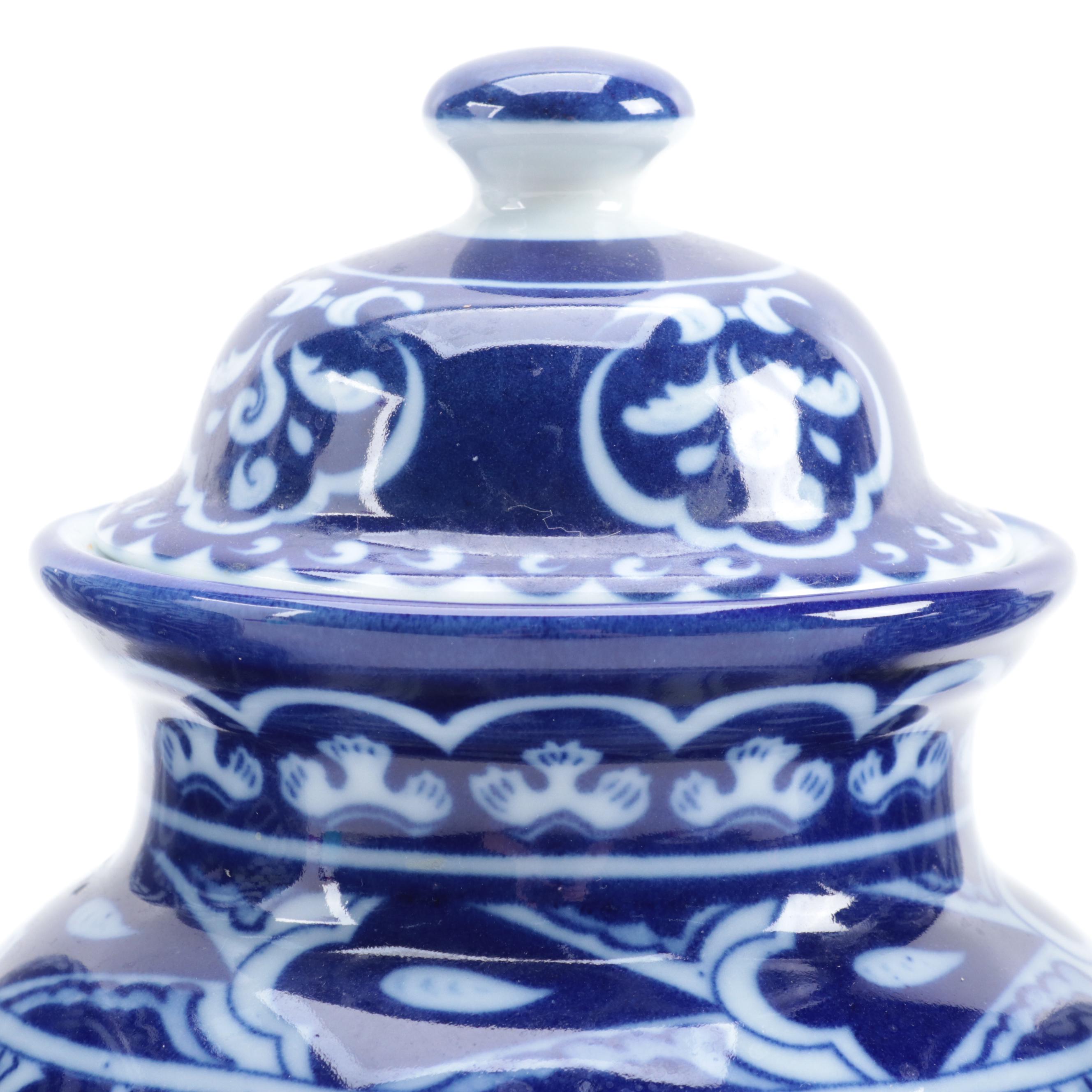Chinese Blue and White Porcelain Temple Jars