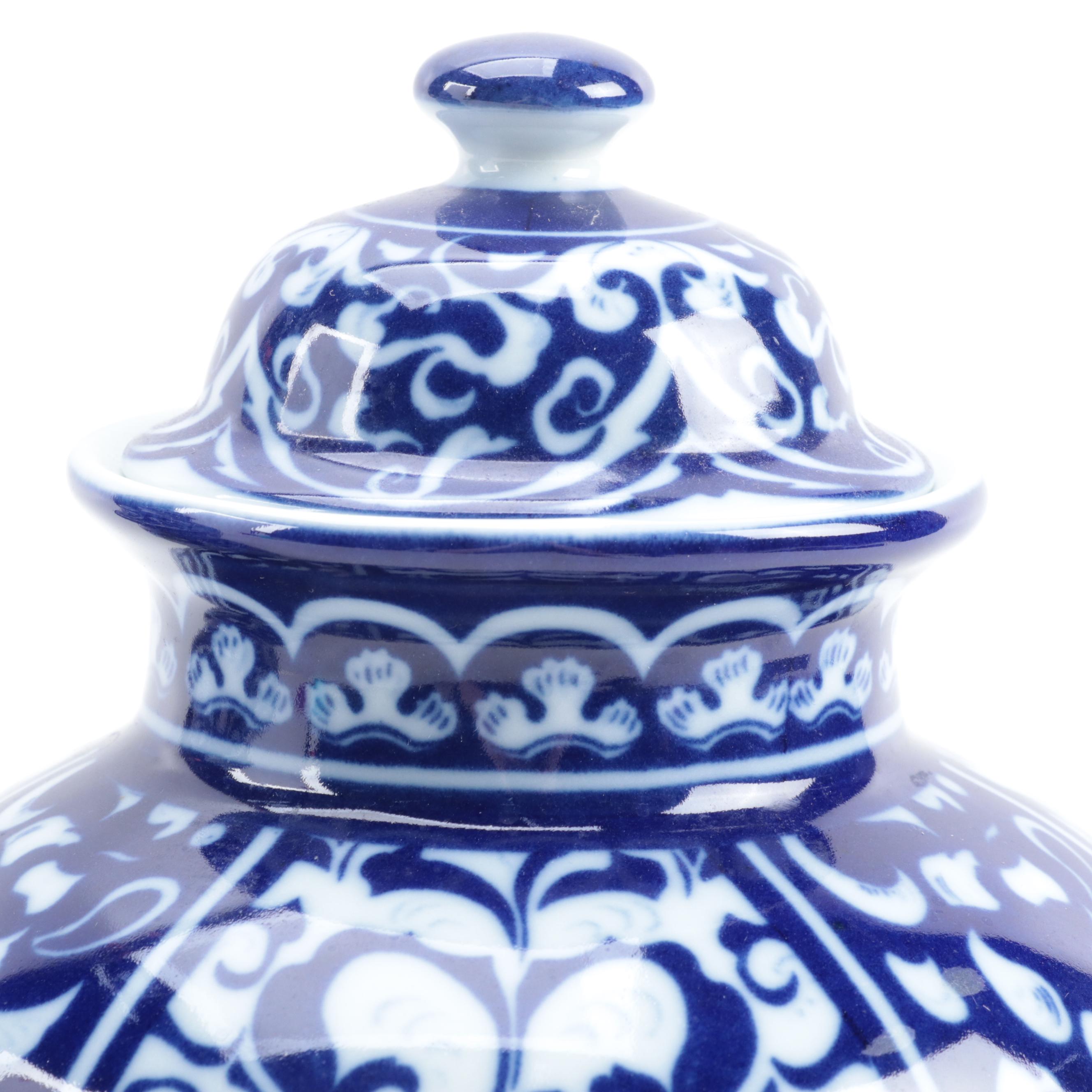 Chinese Blue and White Porcelain Temple Jars