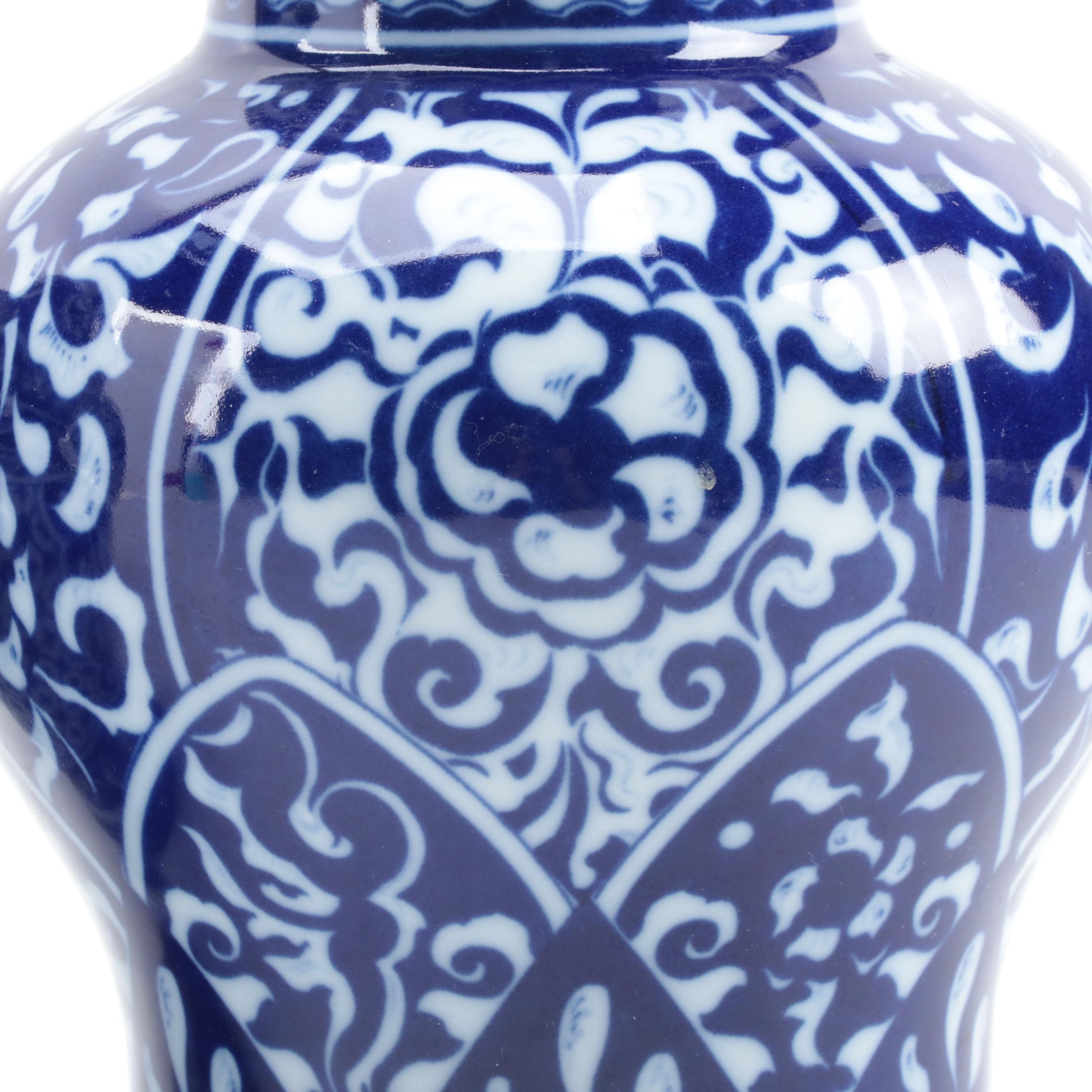 Chinese Blue and White Porcelain Temple Jars