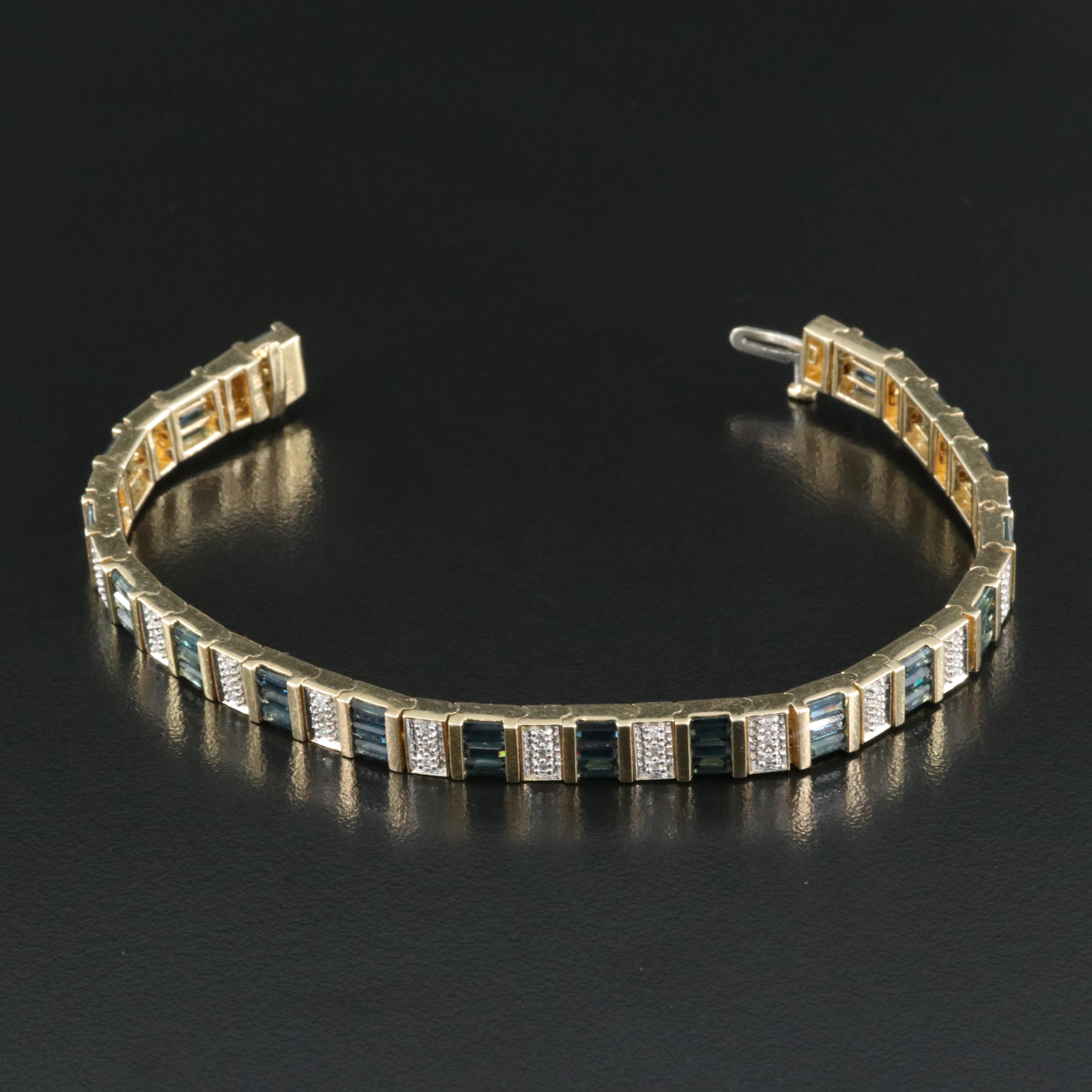 14K Sapphire and Diamond Bracelet