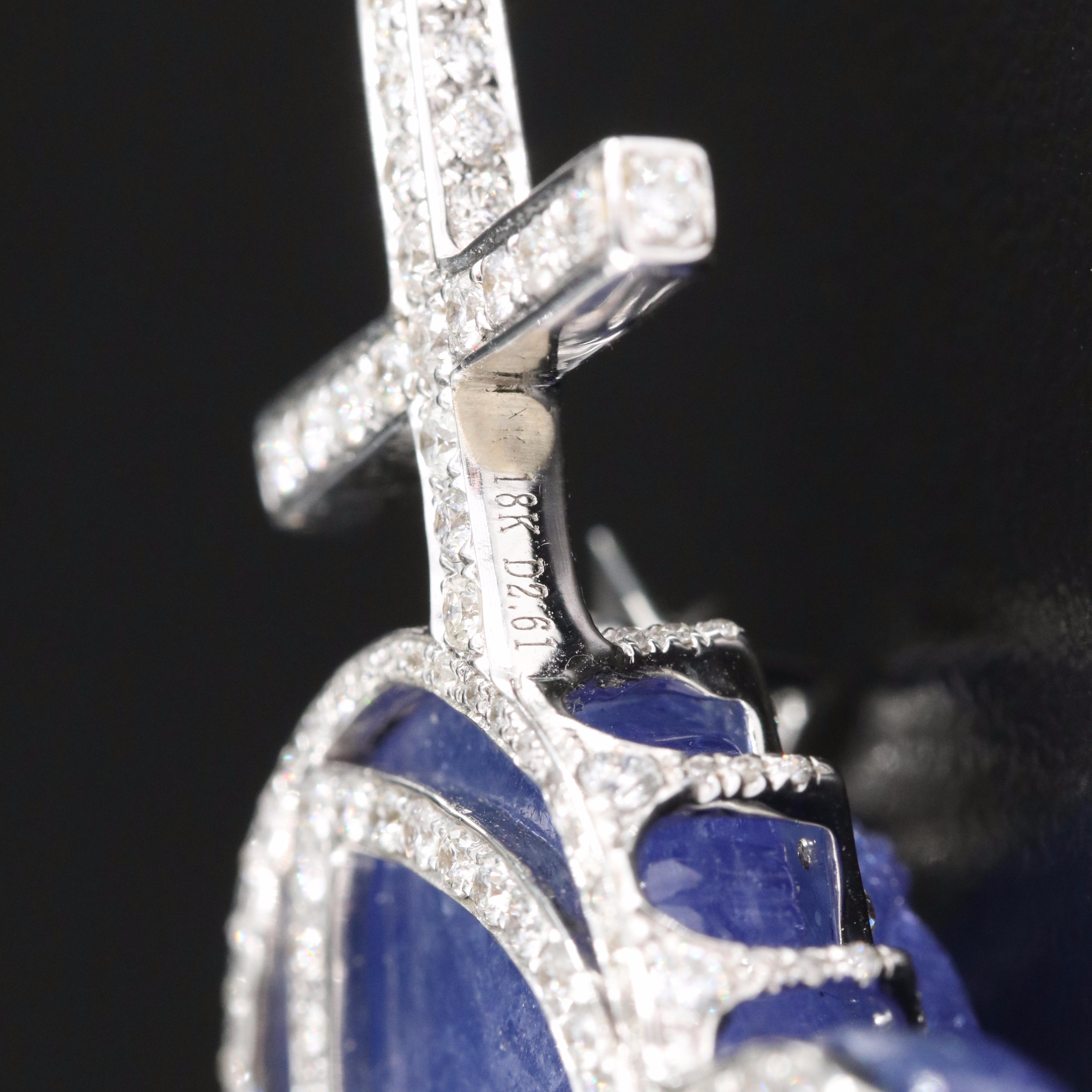 14K 87.67 CT Tanzanite and 2.61 CTW Diamond Jesus and Cross Pendant