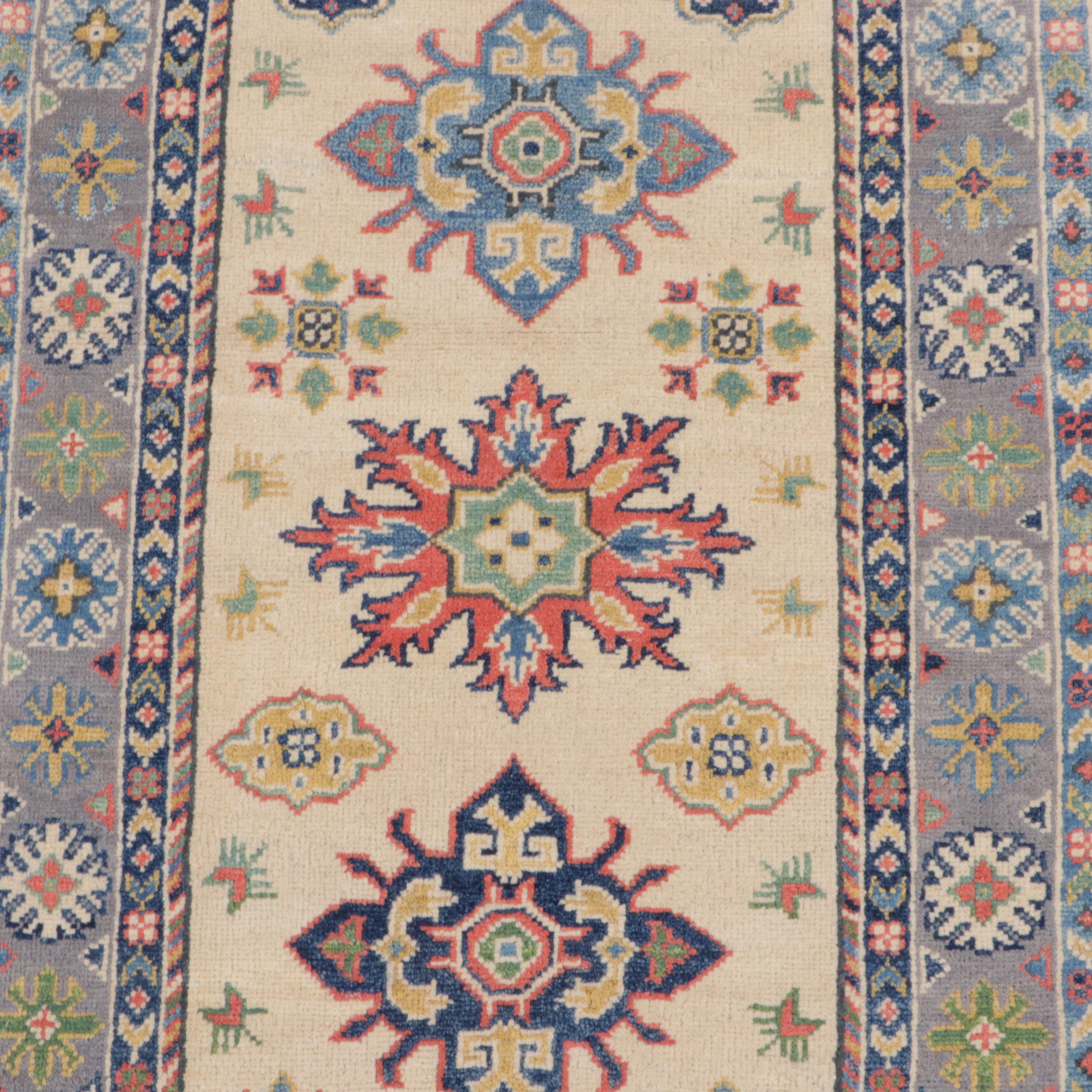 2'9 x 9'10 Hand-Knotted Pakistani Kazak Carpet Runner