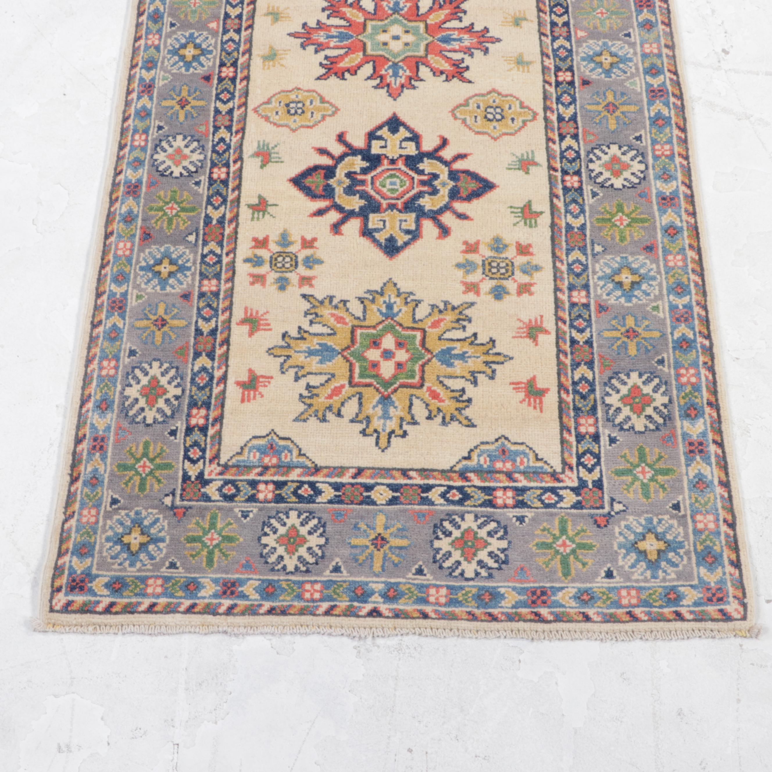 2'9 x 9'10 Hand-Knotted Pakistani Kazak Carpet Runner