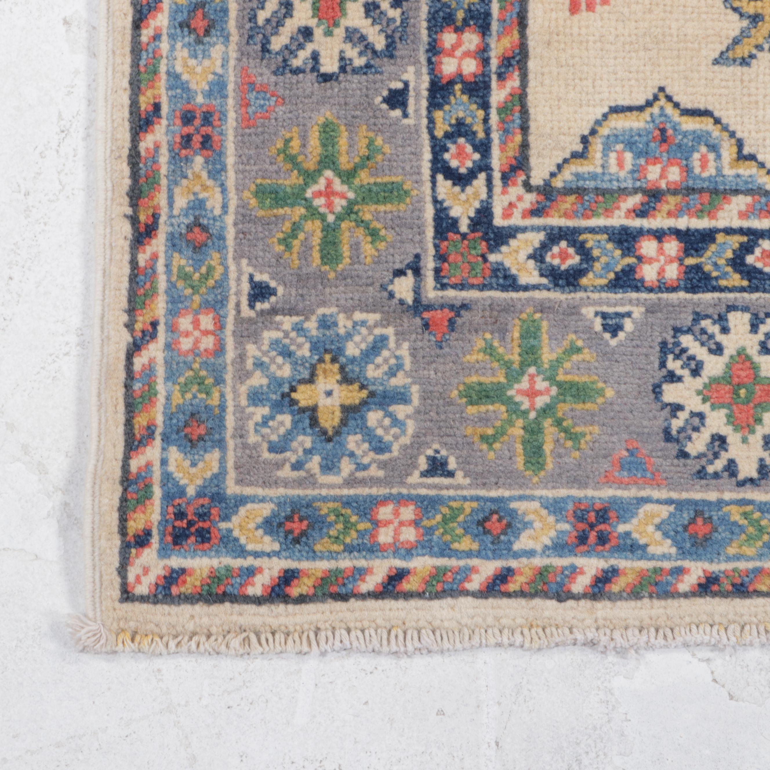 2'9 x 9'10 Hand-Knotted Pakistani Kazak Carpet Runner