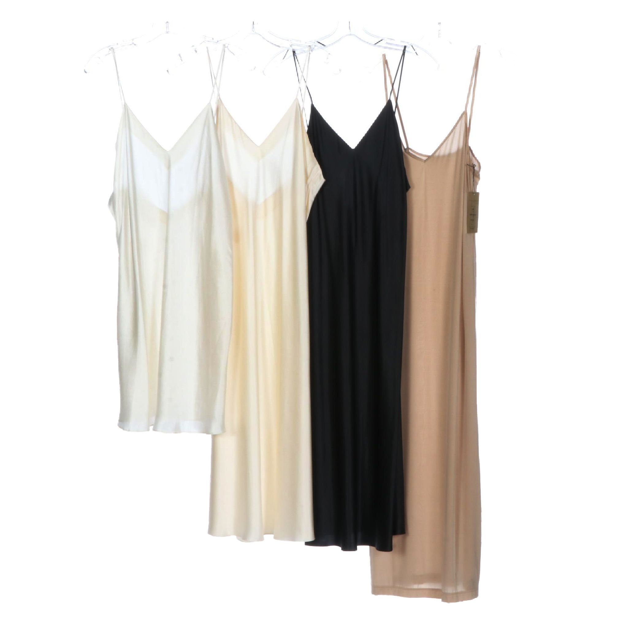 Donna Karan Dark Nude-Tone Slip and Victoria's Secret Silk Bias Slips, NWT