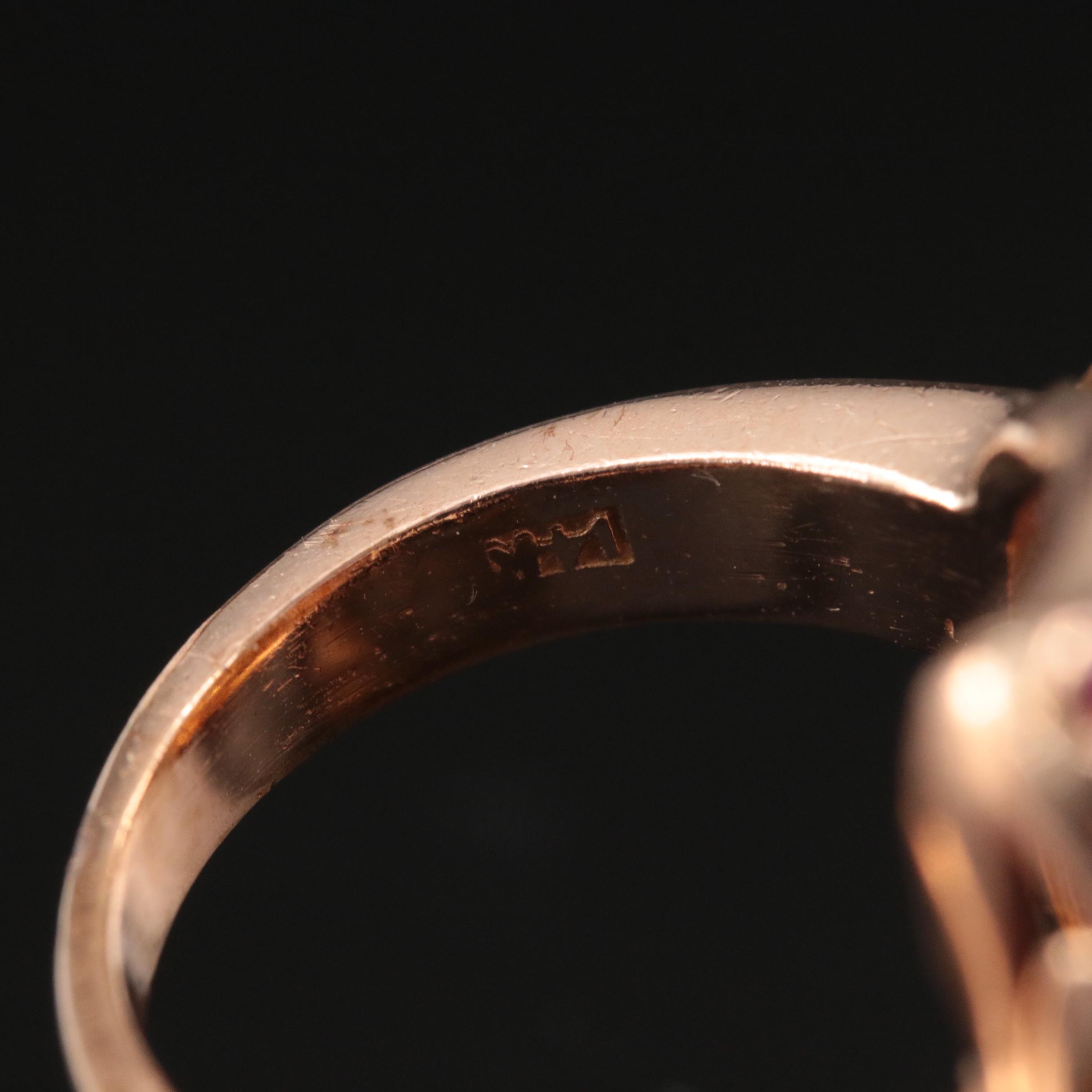 Retro 14K Two-Tone Diamond and Ruby Ring