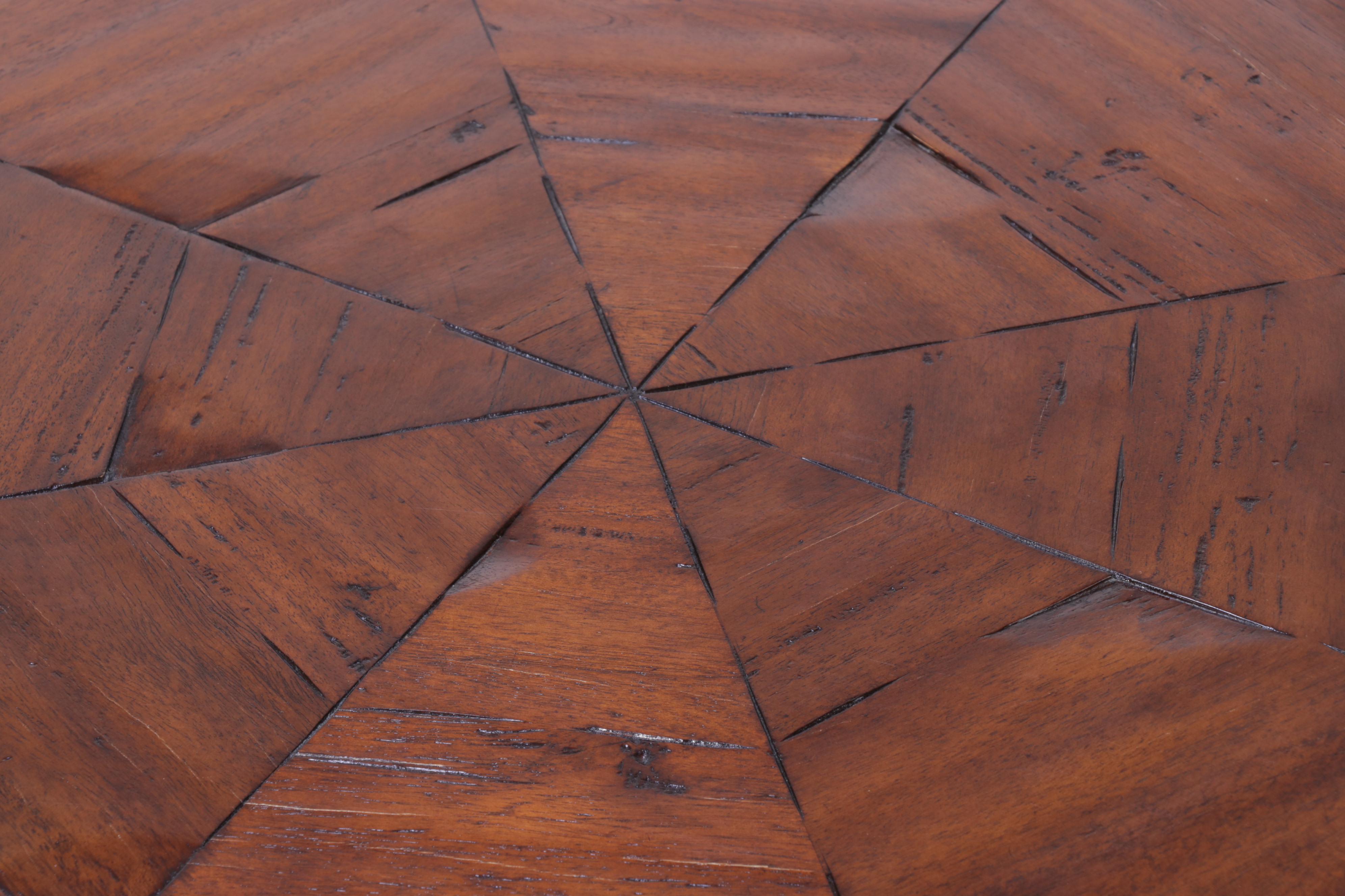 Neoclassical Style Hardwood and Patinated Metal Coffee Table