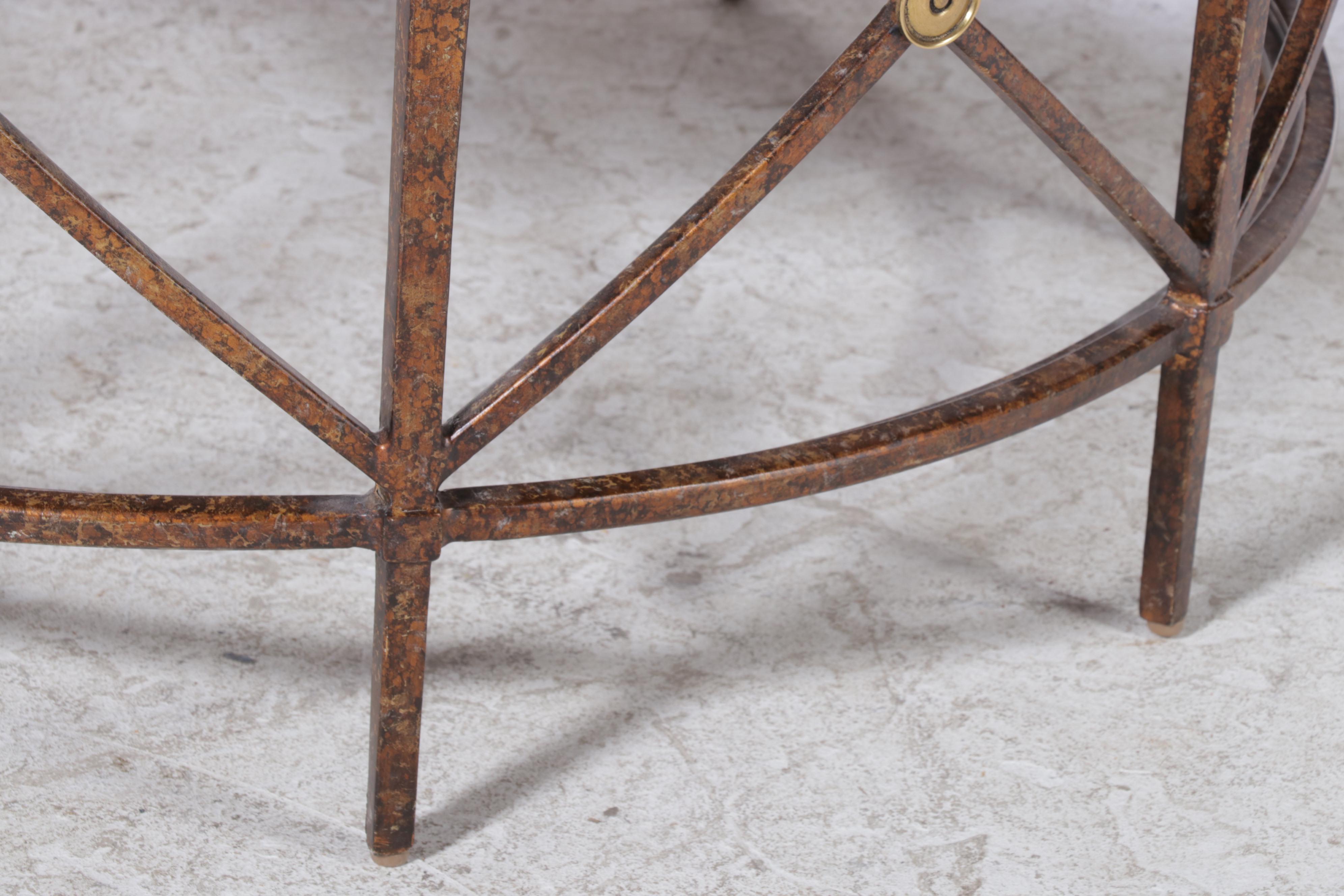 Neoclassical Style Hardwood and Patinated Metal Coffee Table