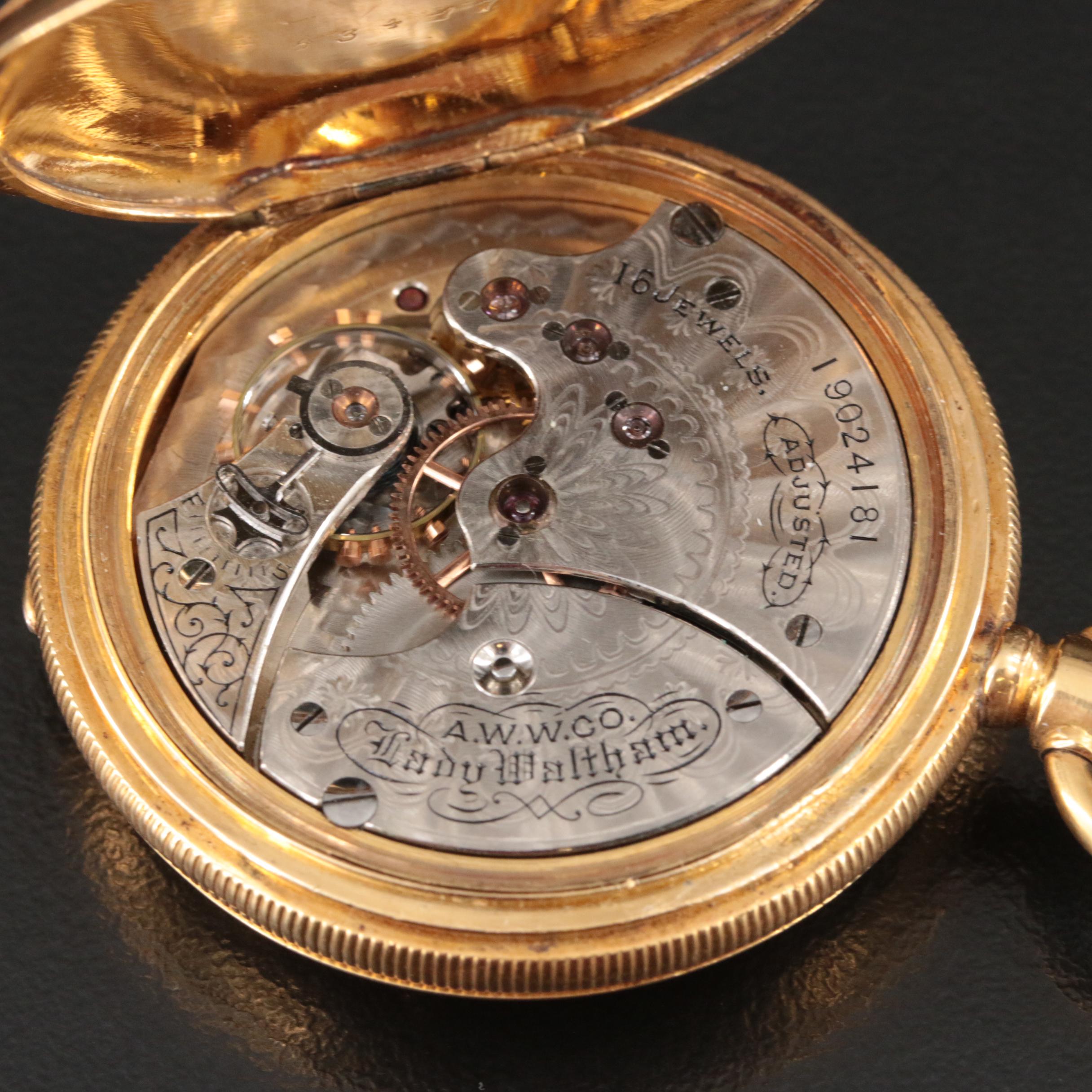 18K Waltham Open Face Pocket Watch