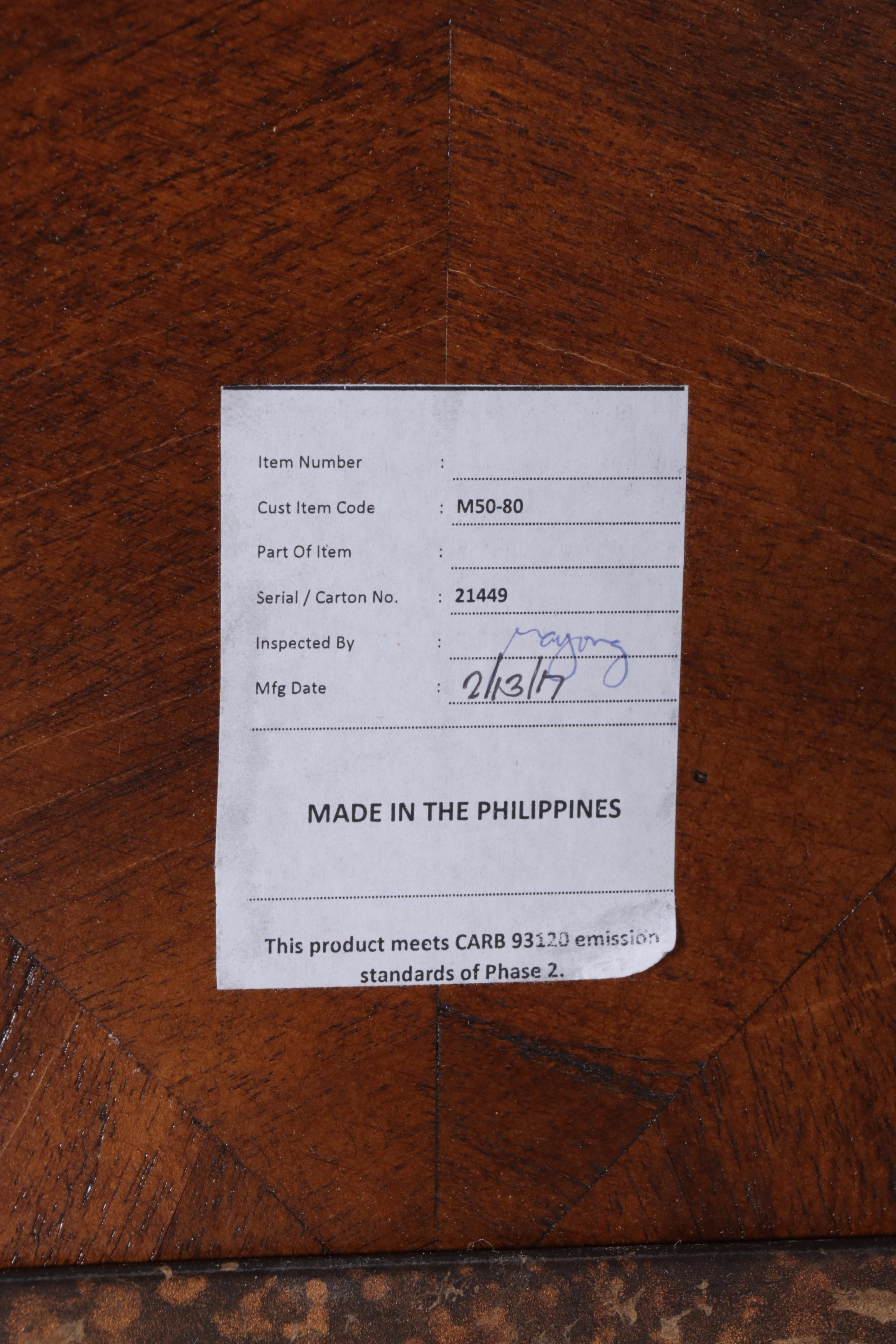 Neoclassical Style Hardwood and Patinated Metal Coffee Table