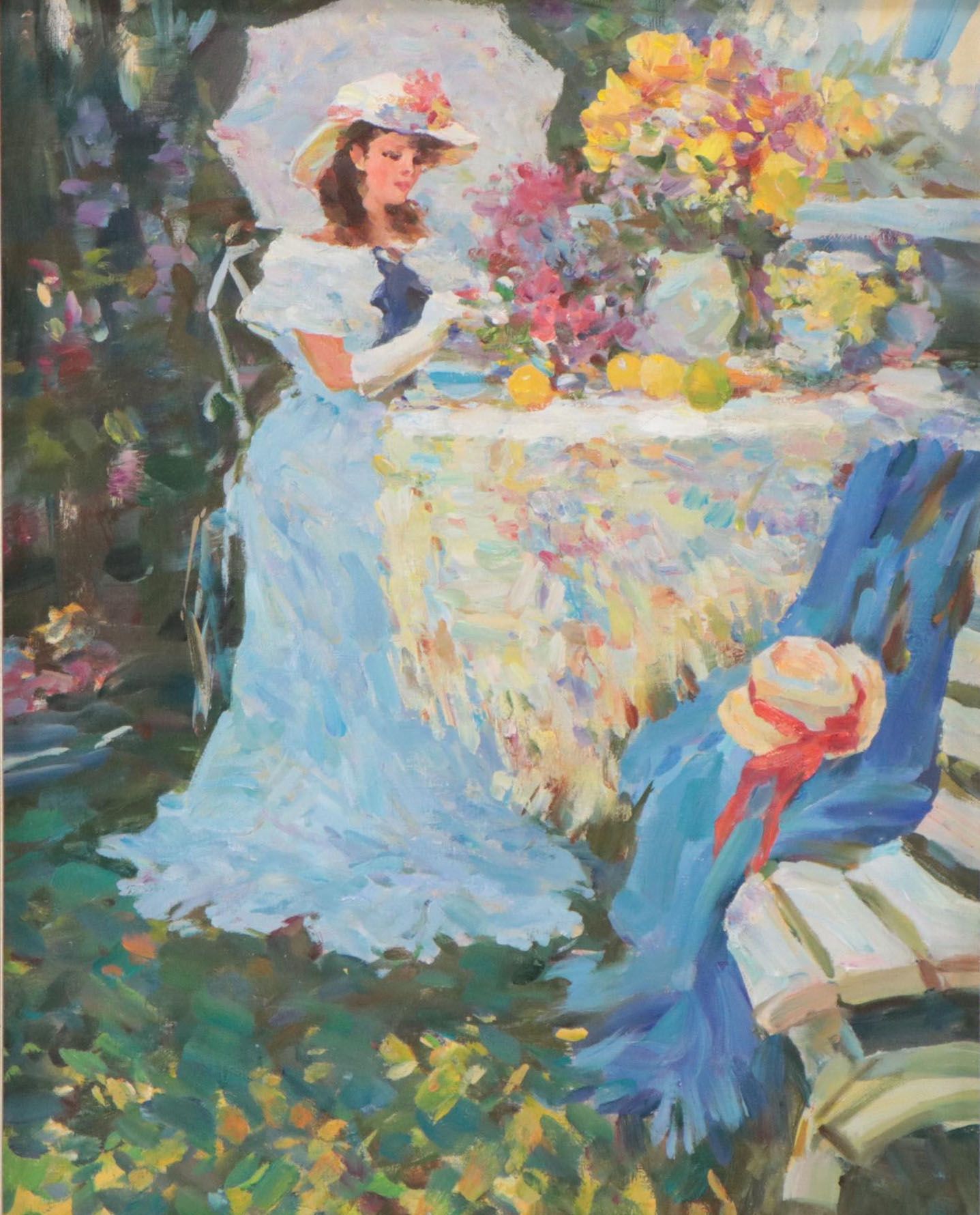 Elizarov Gennady Oil Painting of Garden Tea Party, 2003