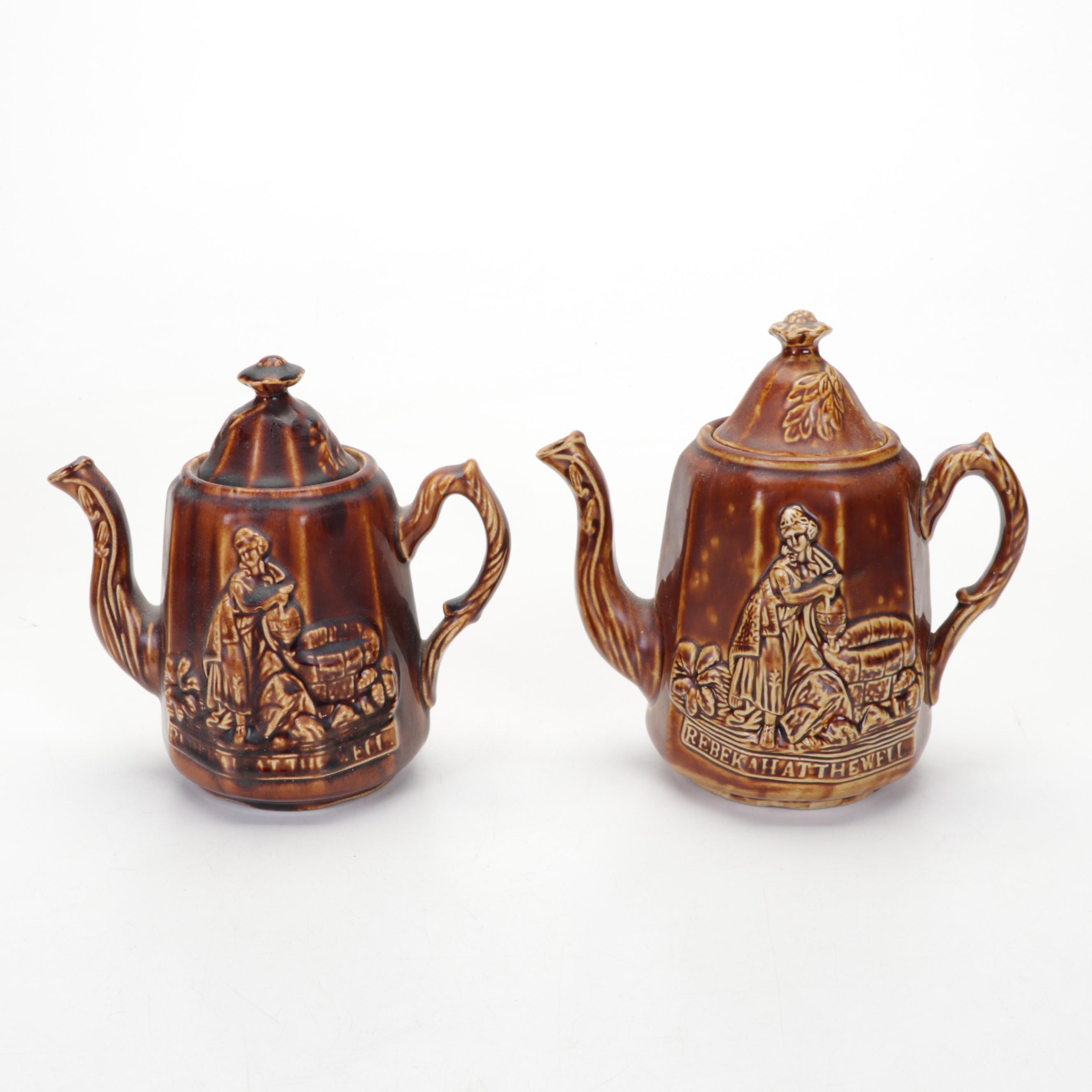 Rockingham Glazed "Rebekah at the Well", Teapots, Porcelain Toast Rack, & More