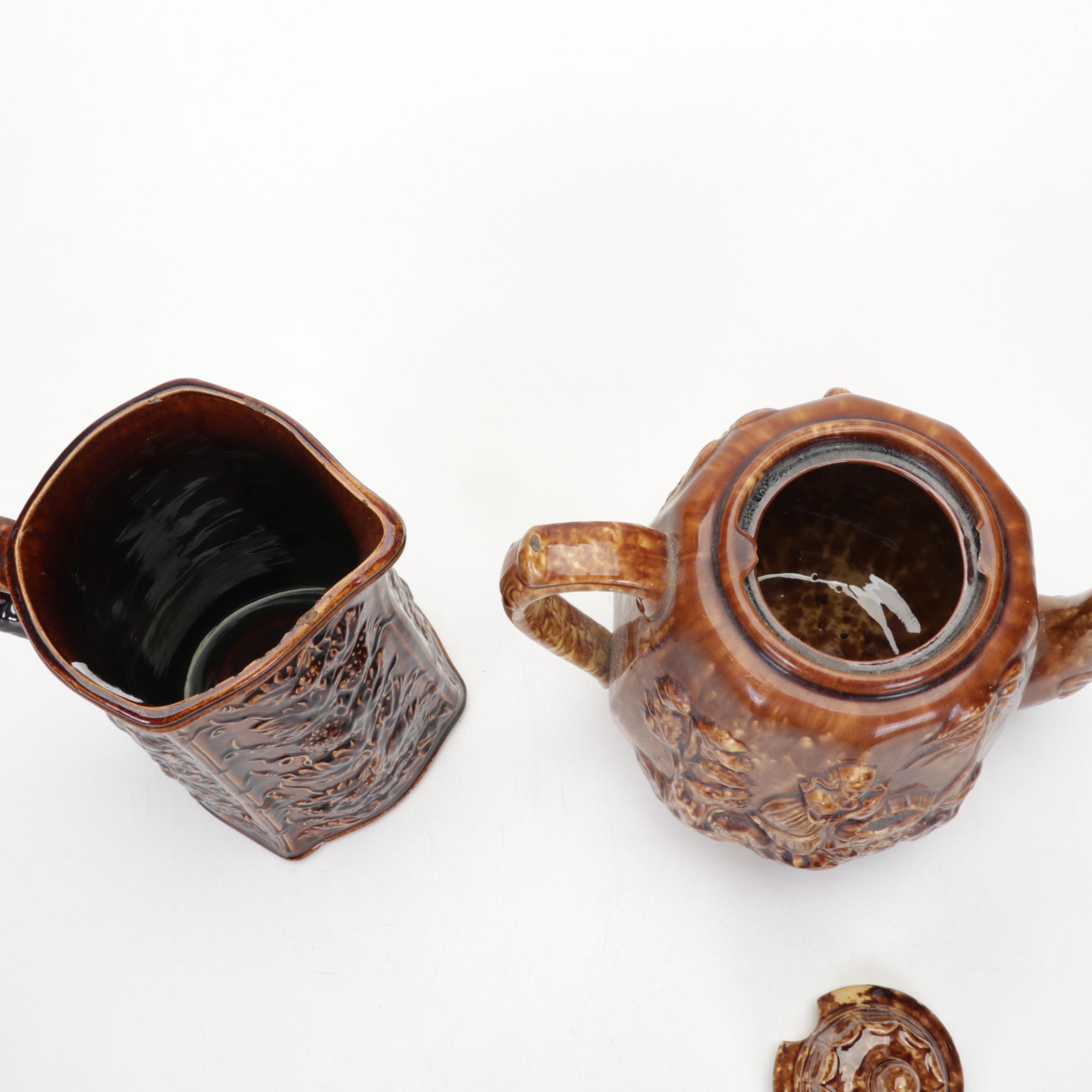 Rockingham Glazed "Rebekah at the Well", Teapots, Porcelain Toast Rack, & More