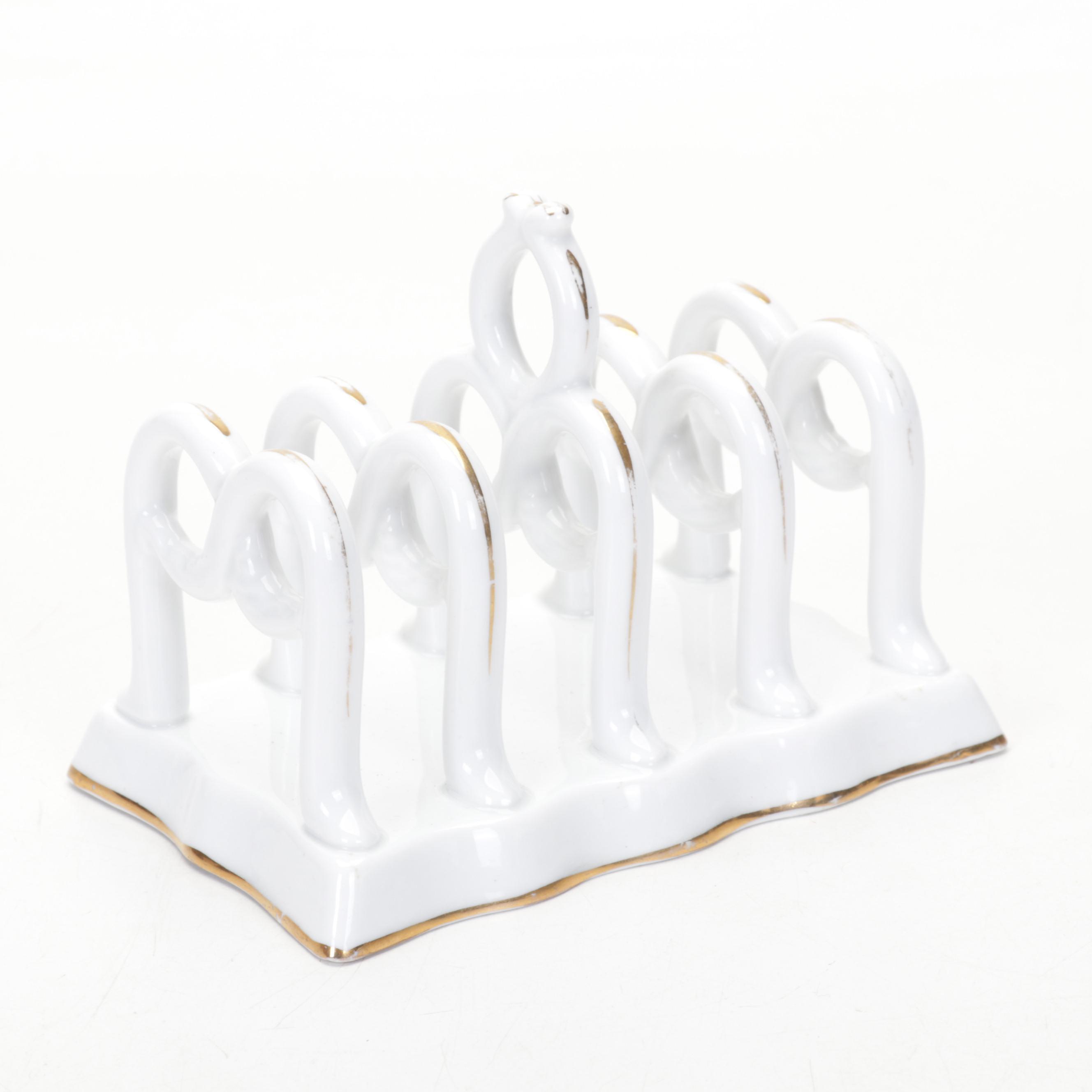 Rockingham Glazed "Rebekah at the Well", Teapots, Porcelain Toast Rack, & More