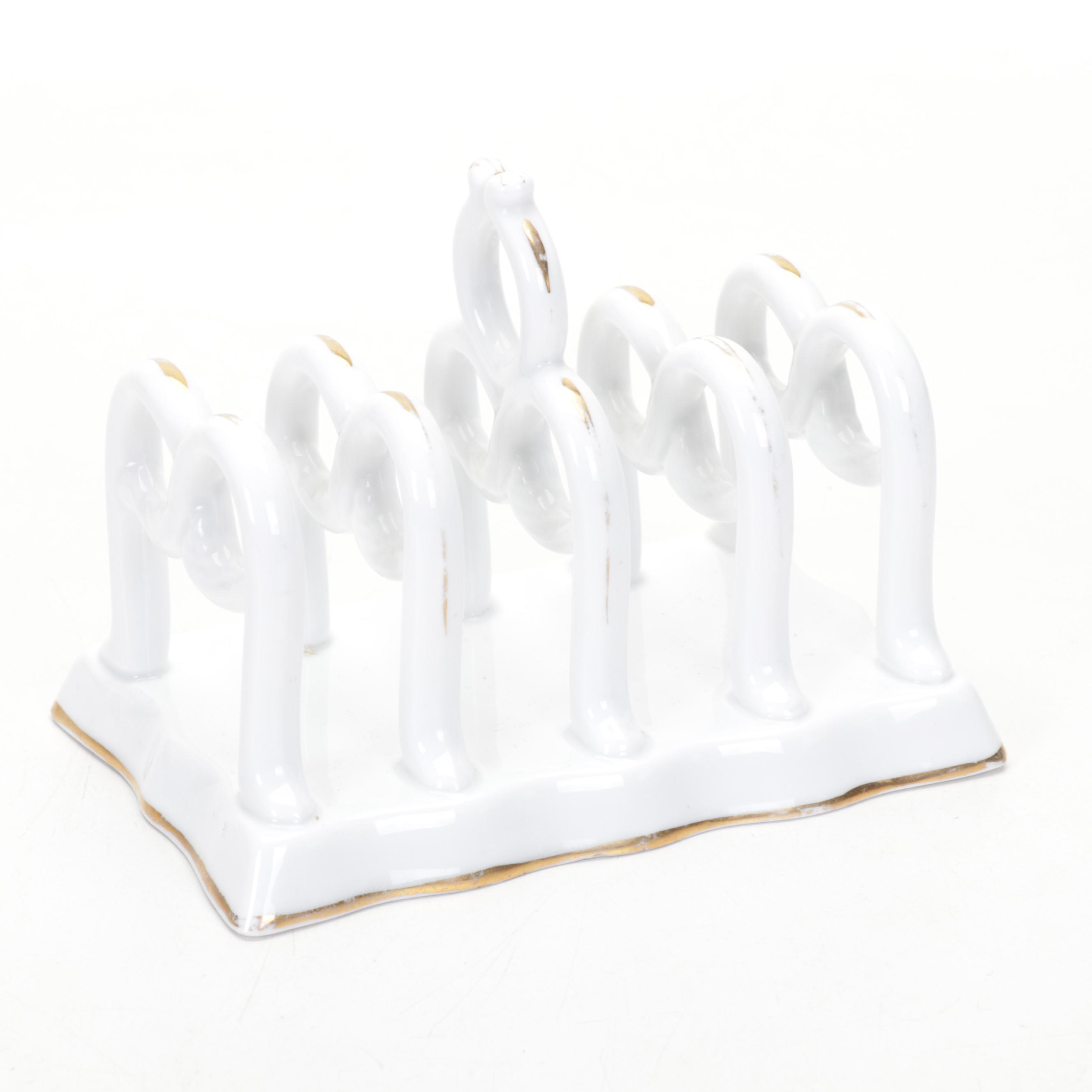 Rockingham Glazed "Rebekah at the Well", Teapots, Porcelain Toast Rack, & More