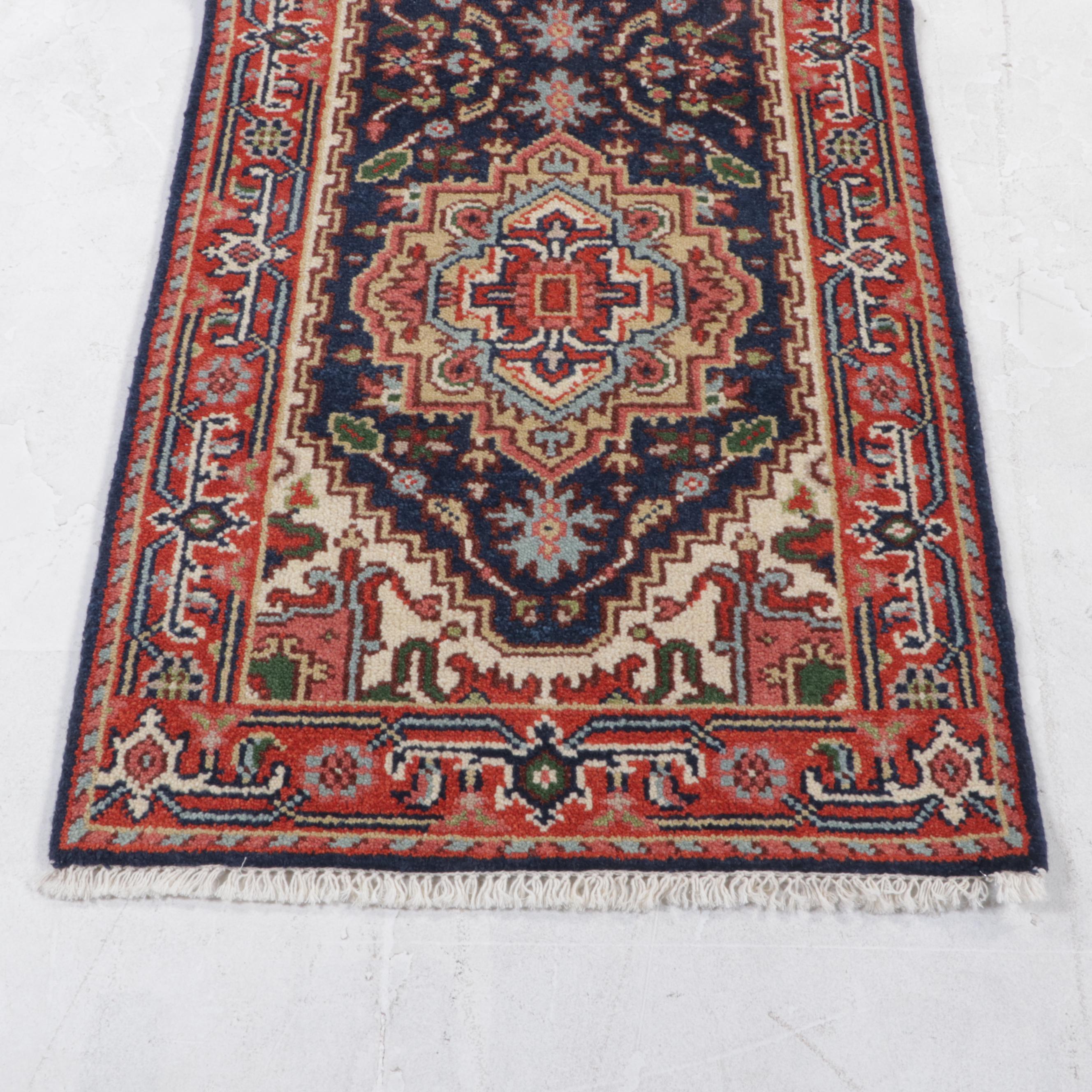 2'7 x 15'8 Hand-Knotted Indo-Persian Heriz Serapi Carpet Runner