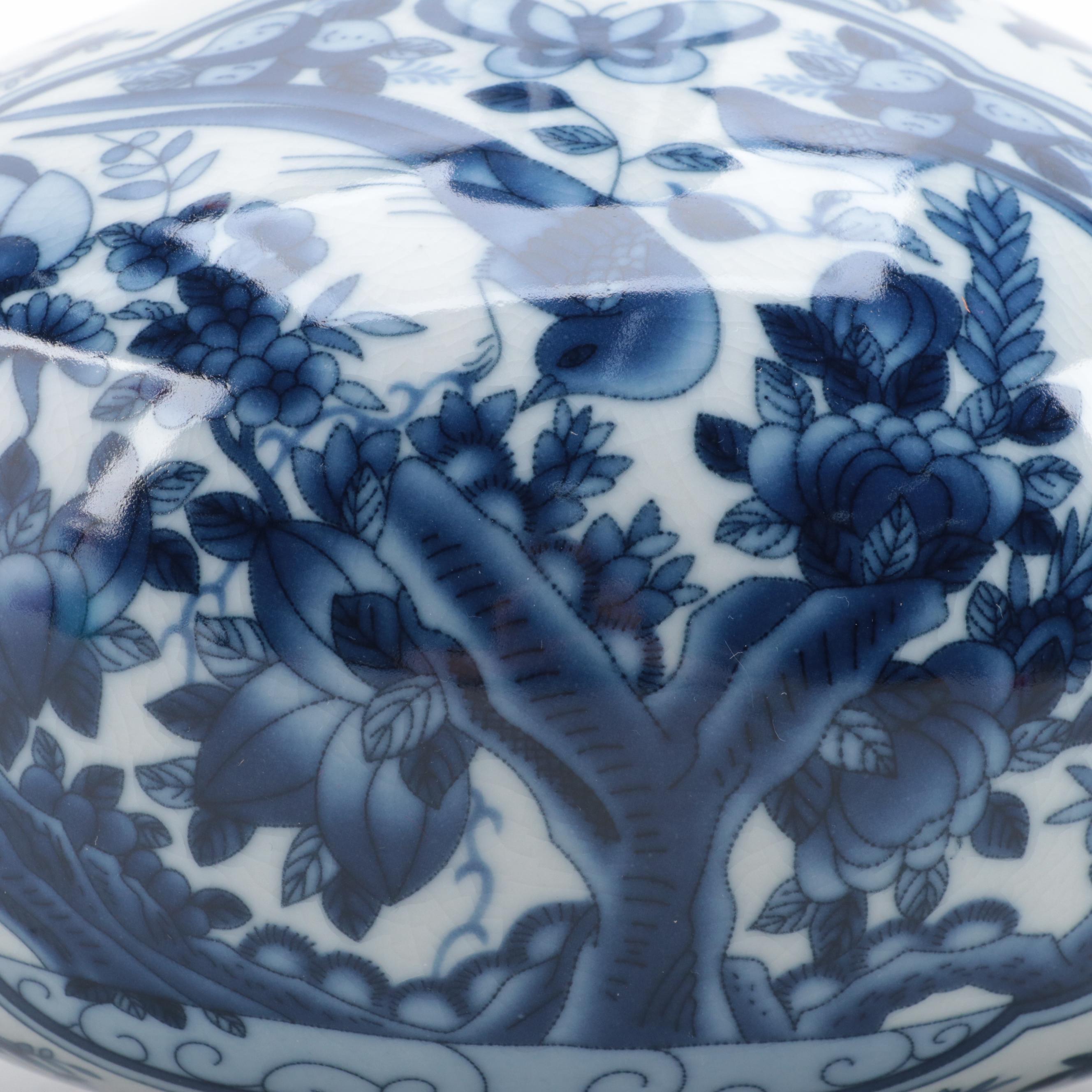 Chinese Blue and White Porcelain Ginger Jar, Vases and Delft Style Platter