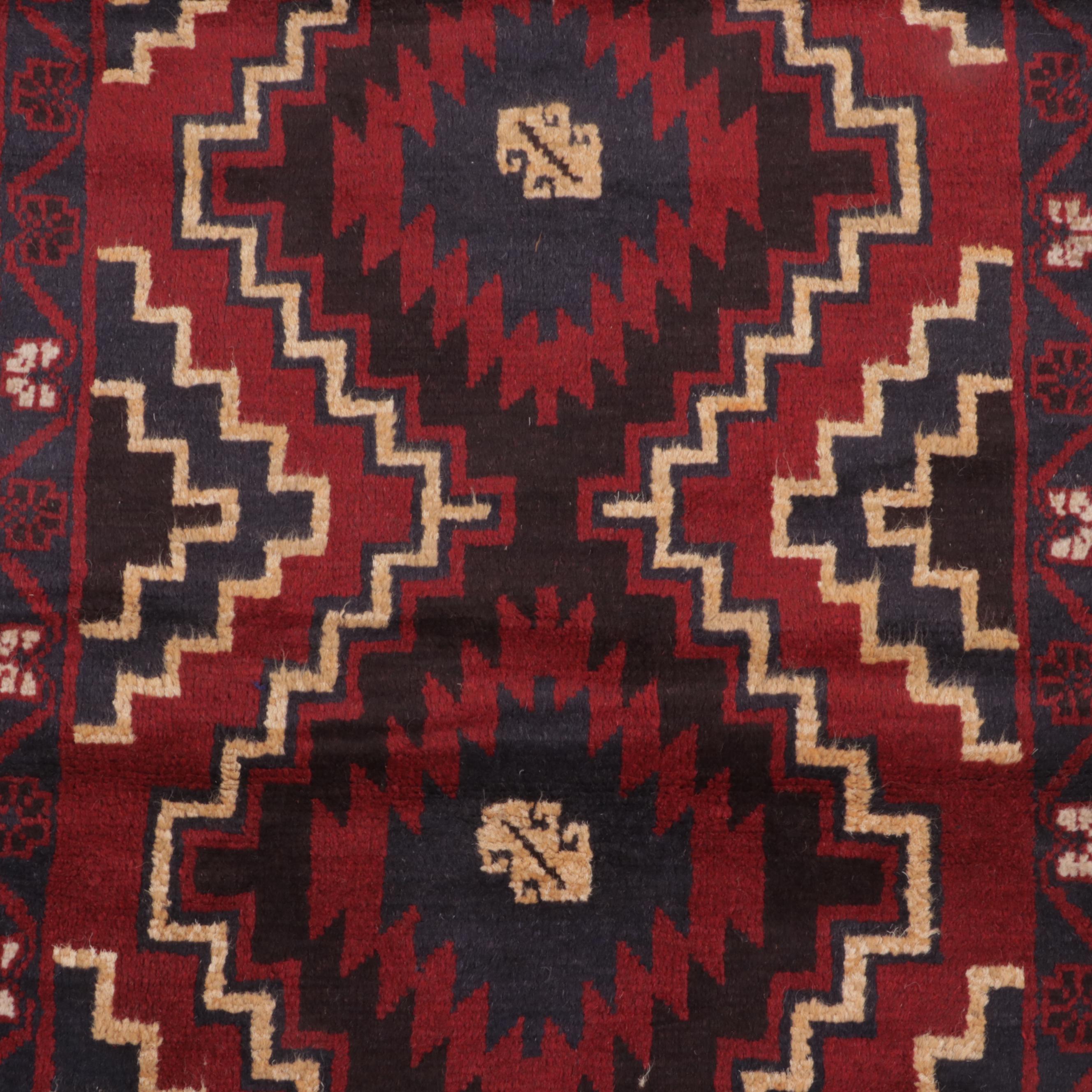 2'9 x 4'8 Hand-Knotted Afghan Baluch Accent Rug
