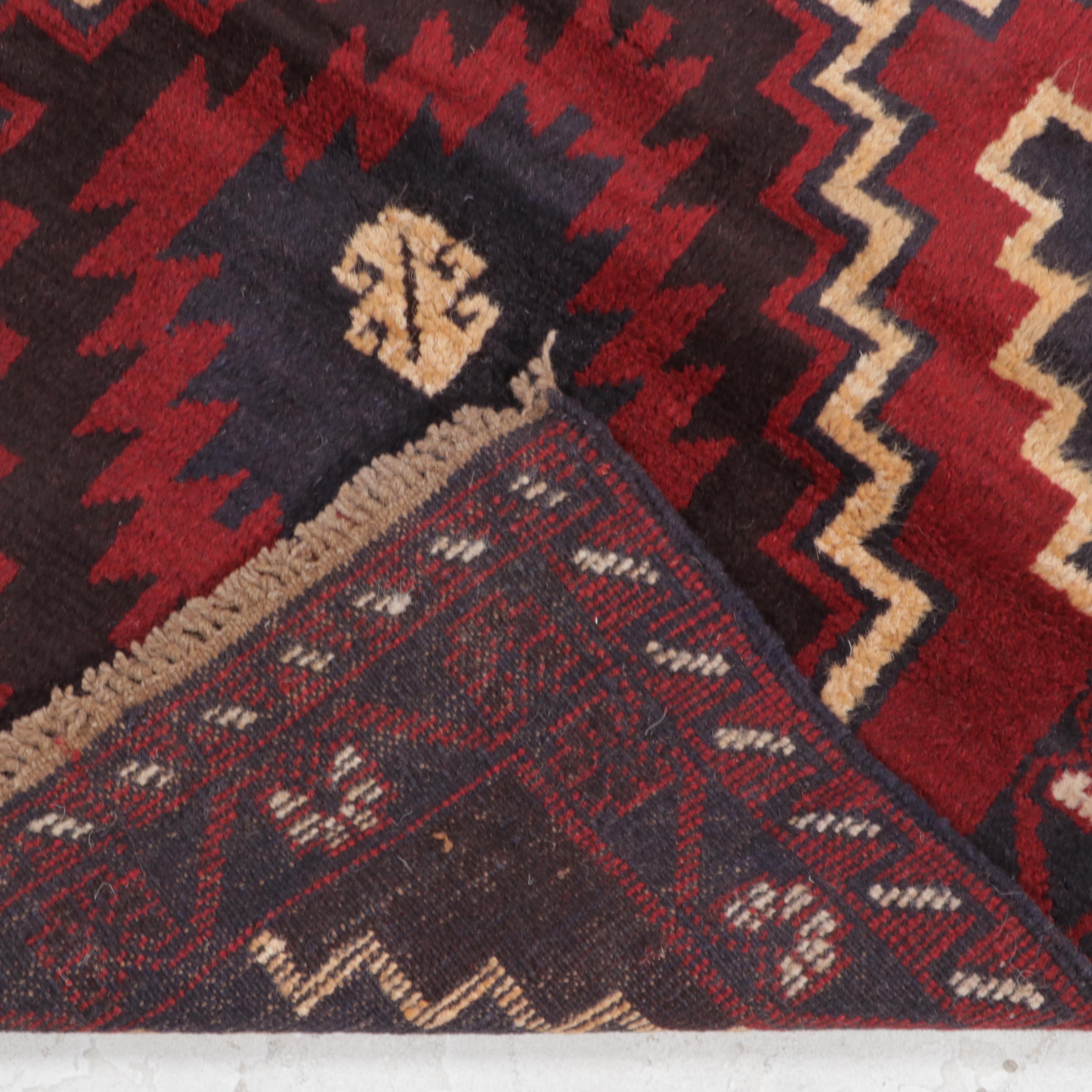 2'9 x 4'8 Hand-Knotted Afghan Baluch Accent Rug