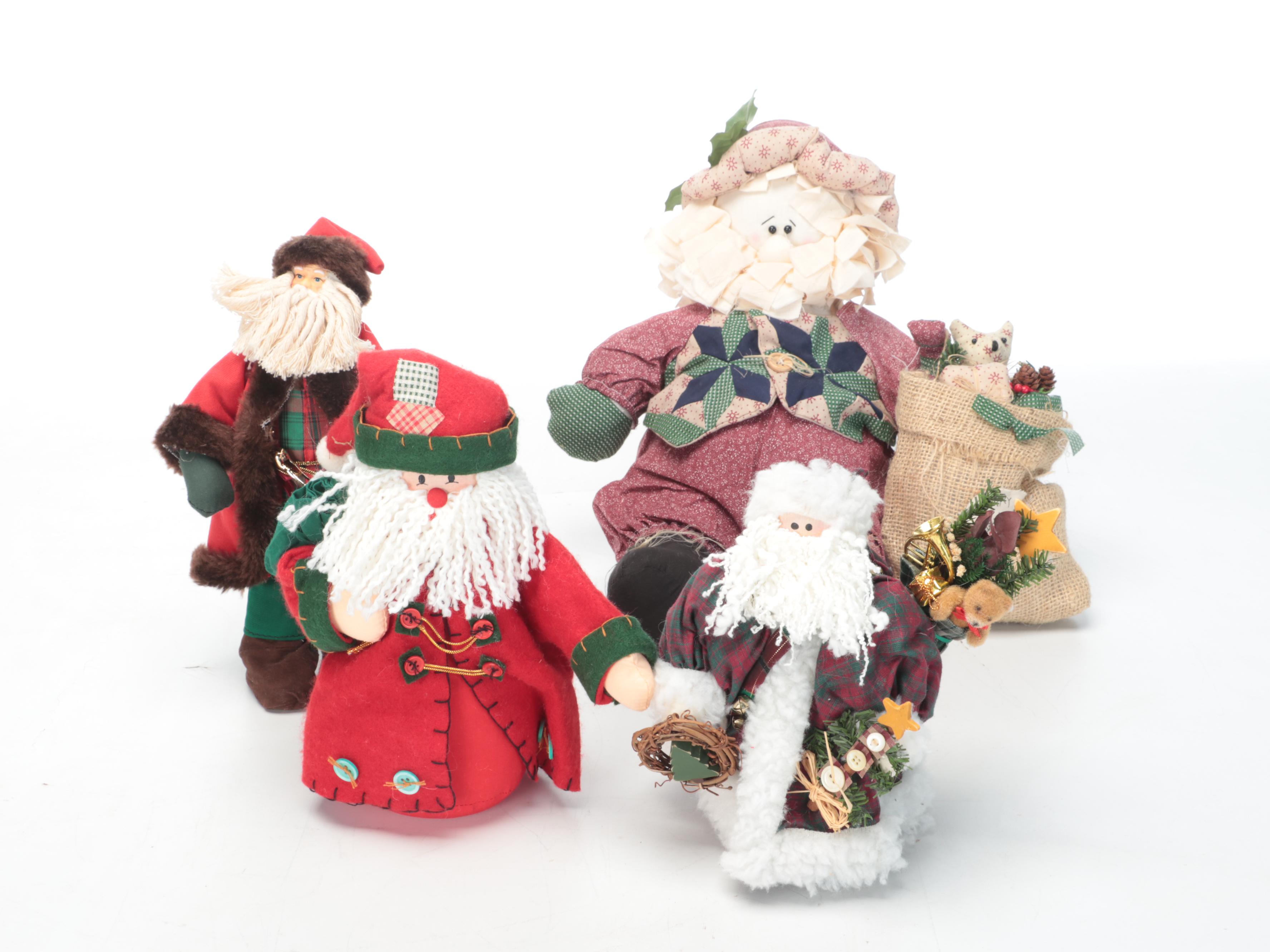 Department 56 and Other Plush Santas and Décor