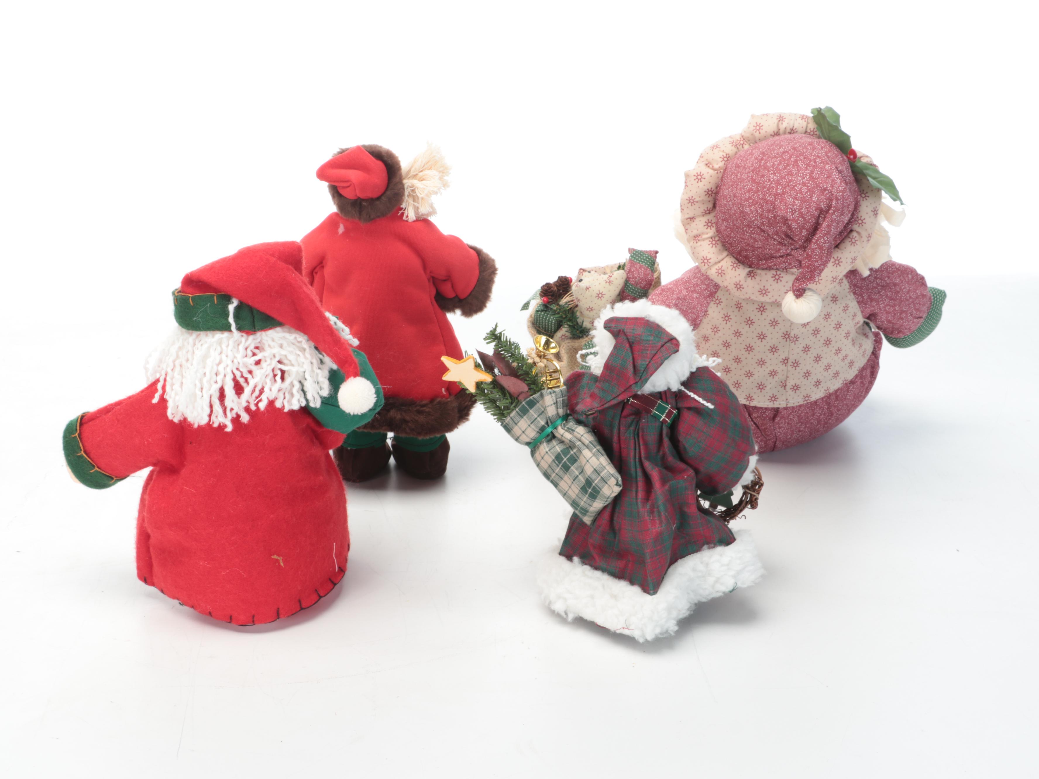 Department 56 and Other Plush Santas and Décor
