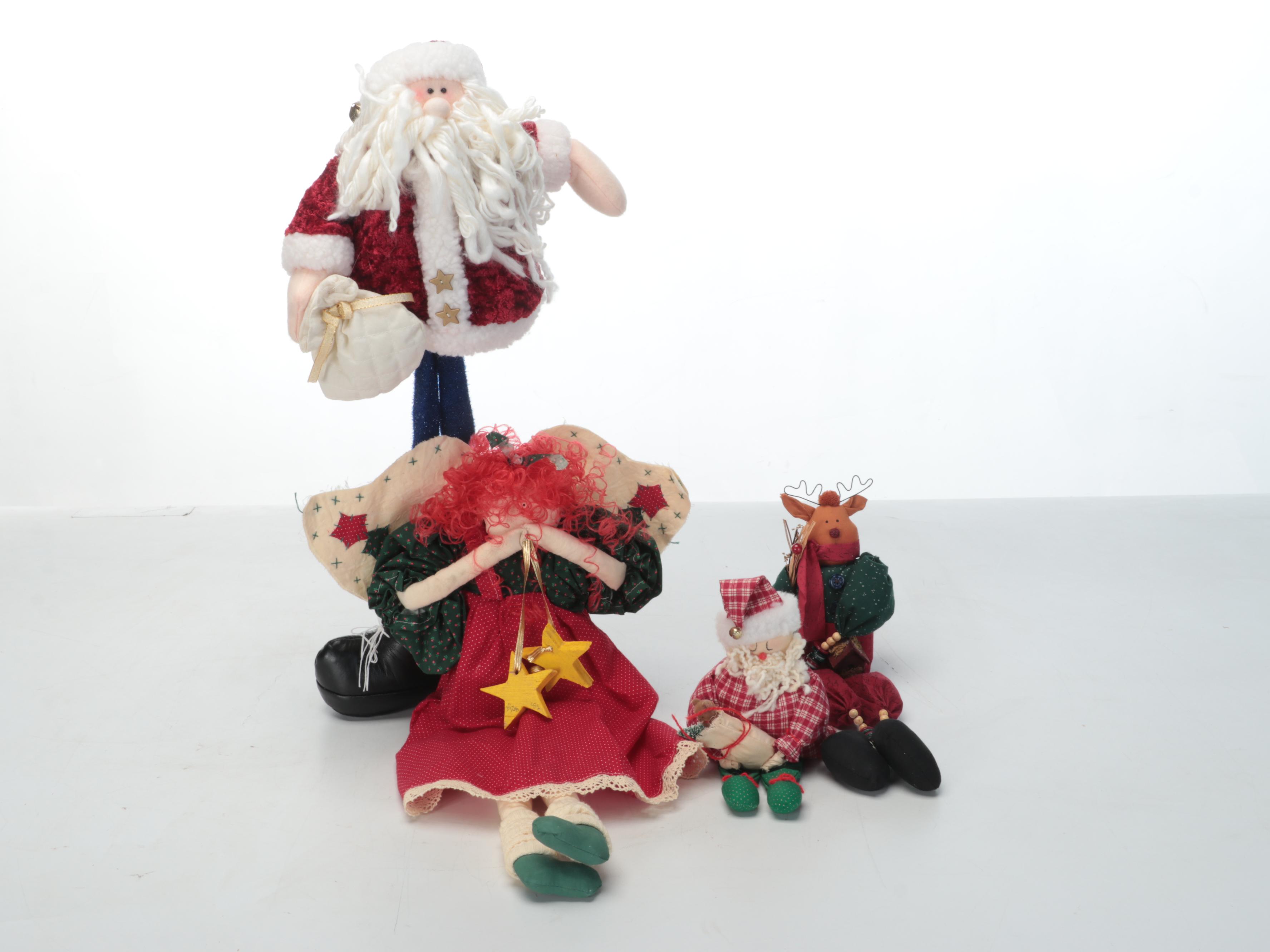 Department 56 and Other Plush Santas and Décor