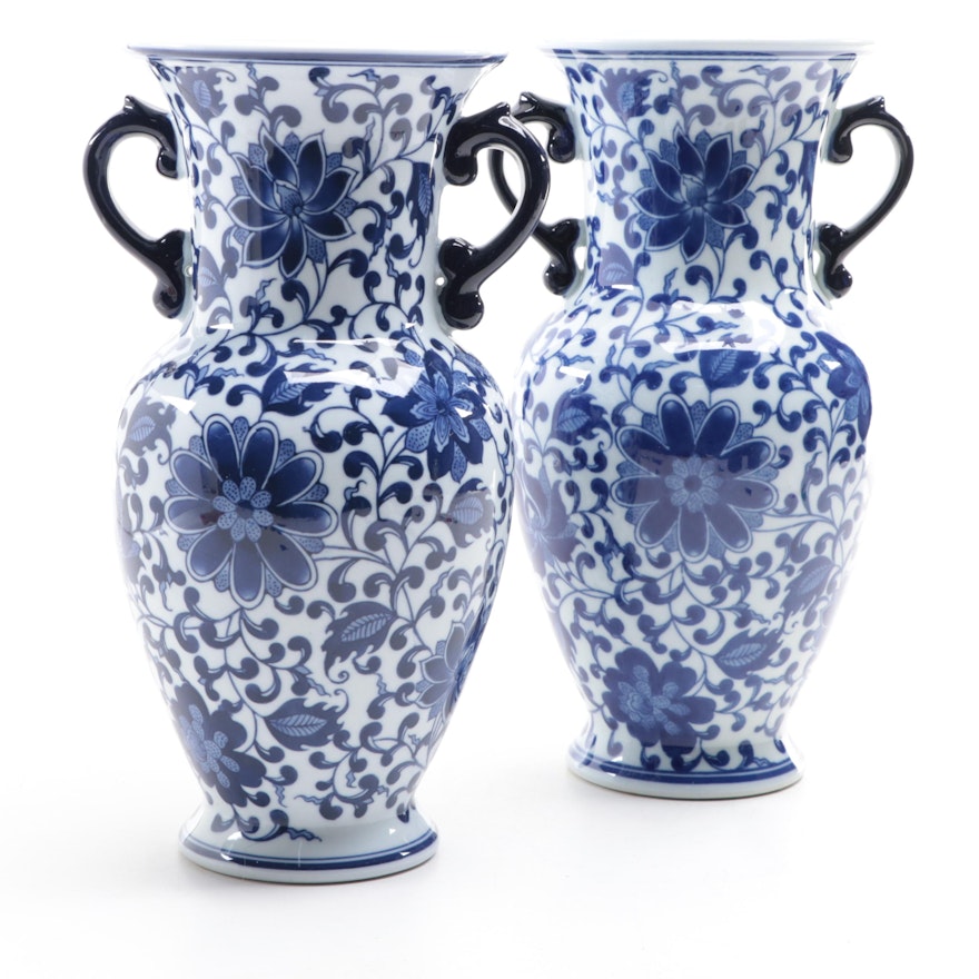 Bombay Chinese Blue and White Porcelain Urns