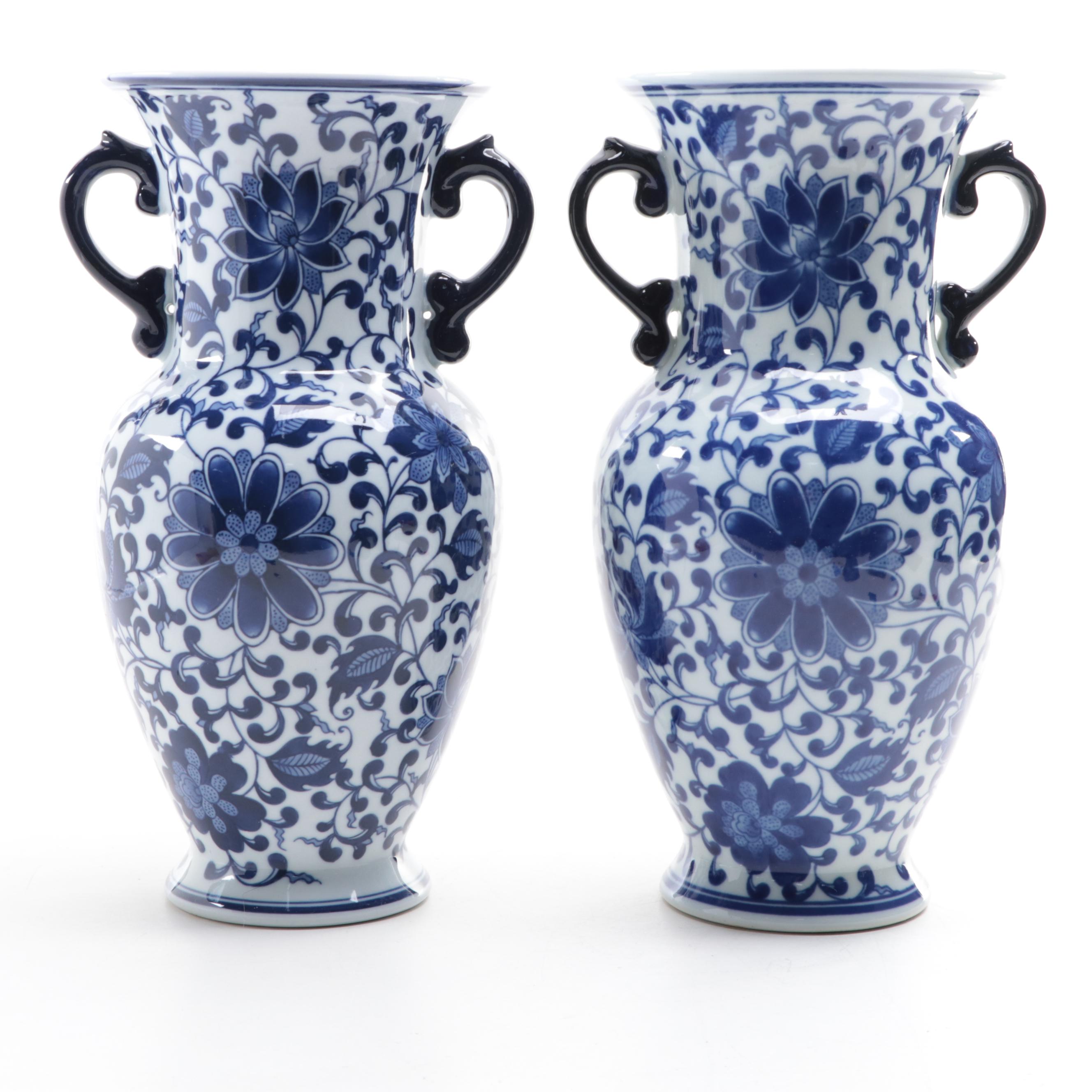 Bombay Chinese Blue and White Porcelain Urns