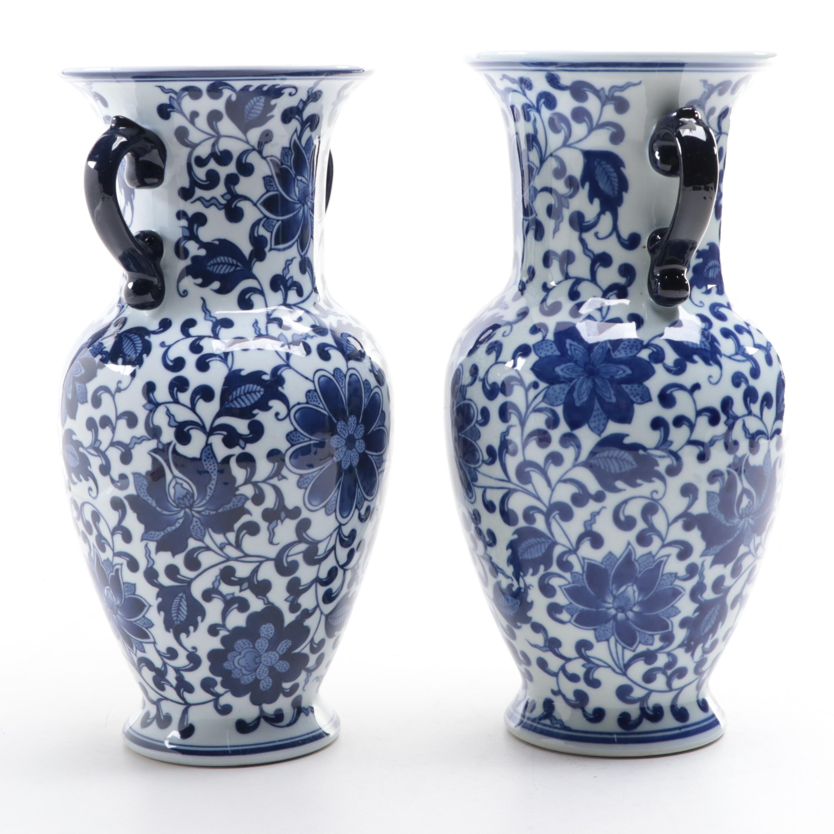 Bombay Chinese Blue and White Porcelain Urns