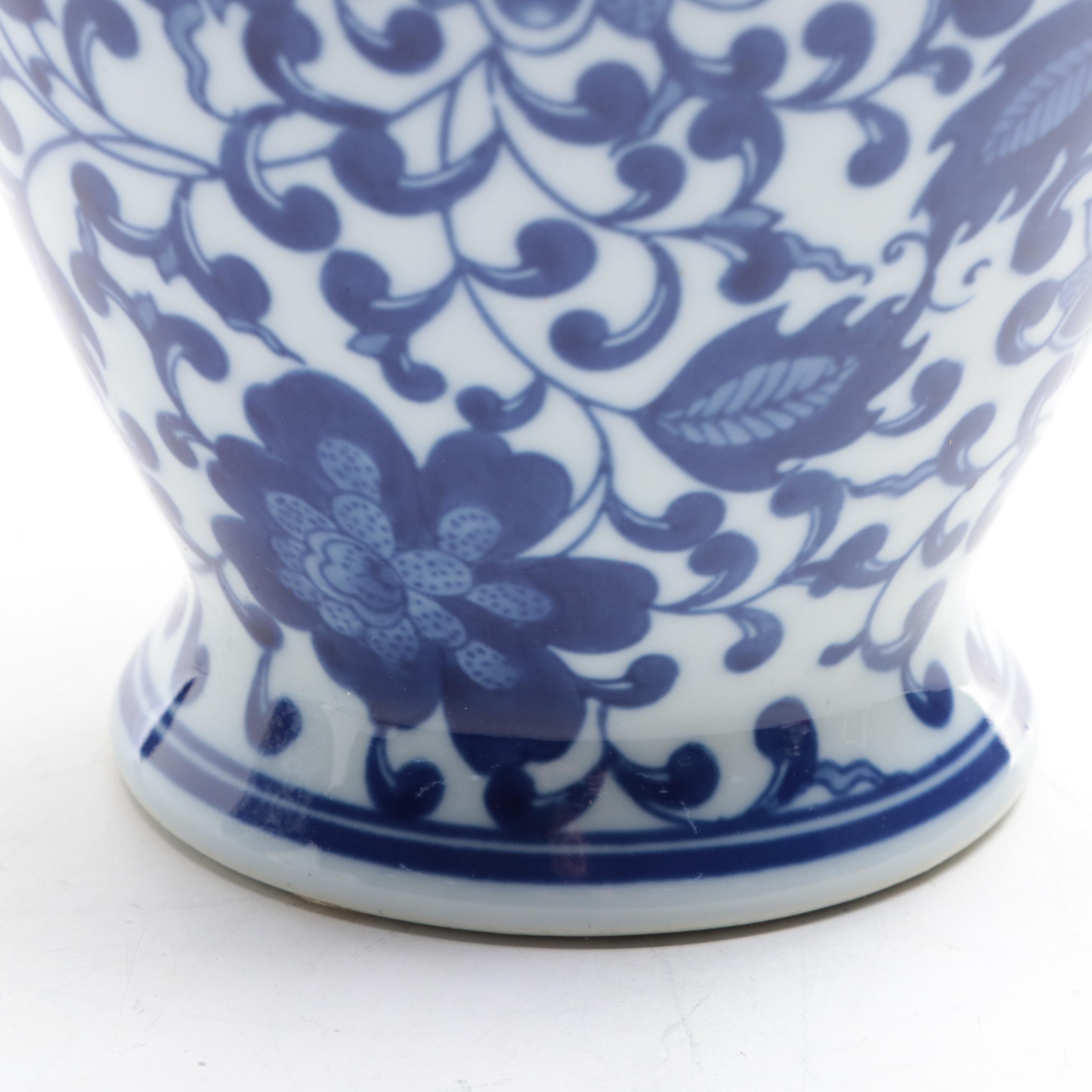 Bombay Chinese Blue and White Porcelain Urns