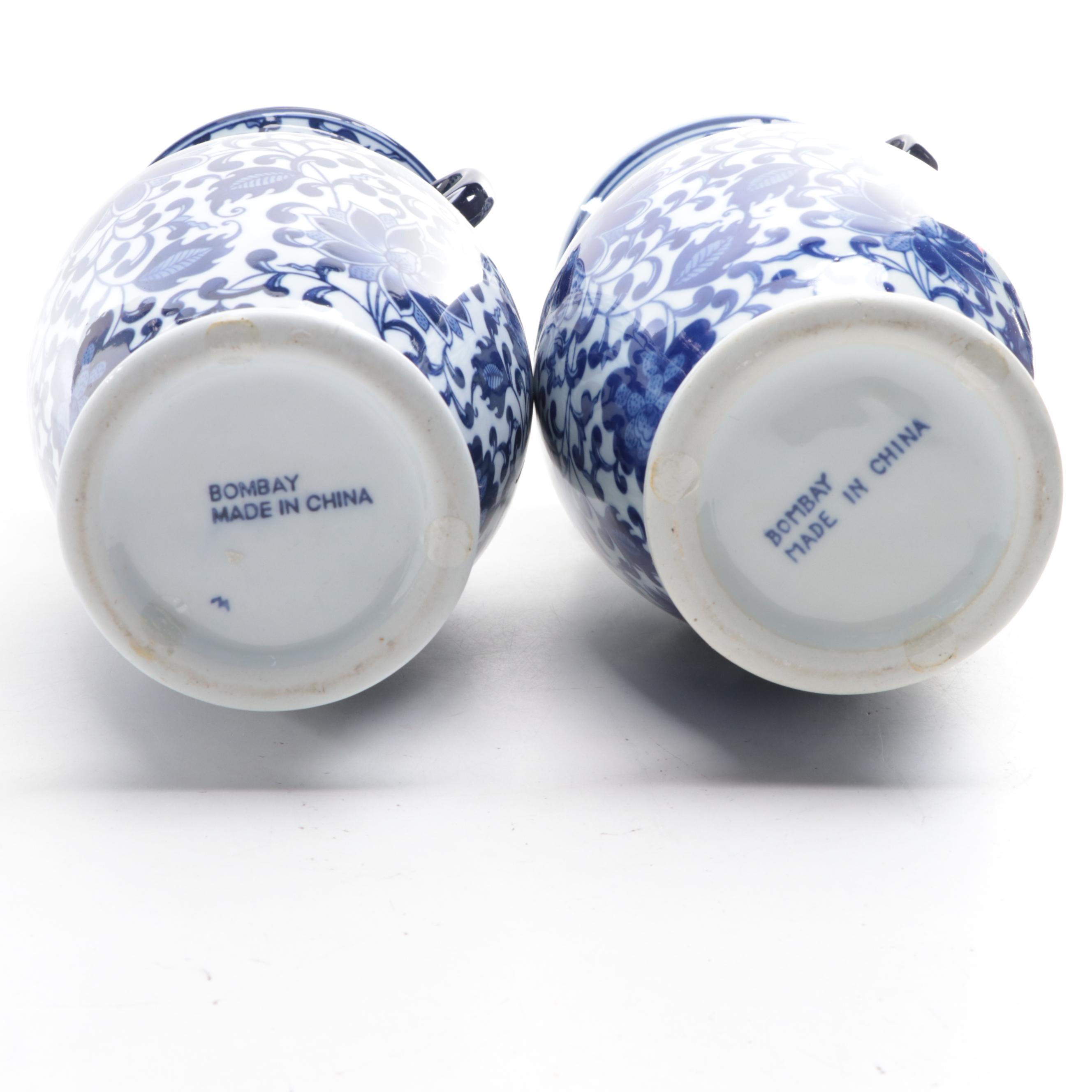 Bombay Chinese Blue and White Porcelain Urns