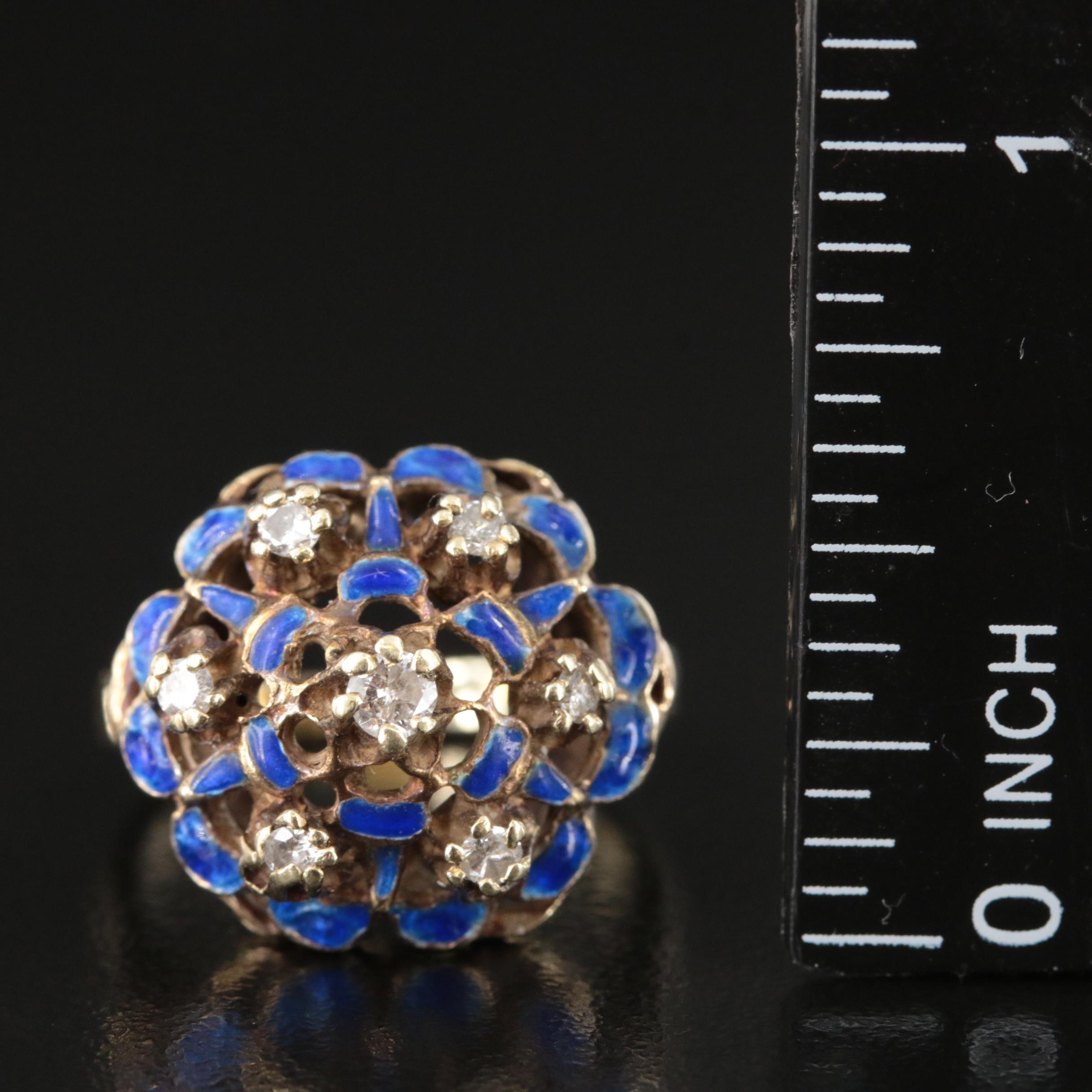 14K Diamond and Enamel Ring