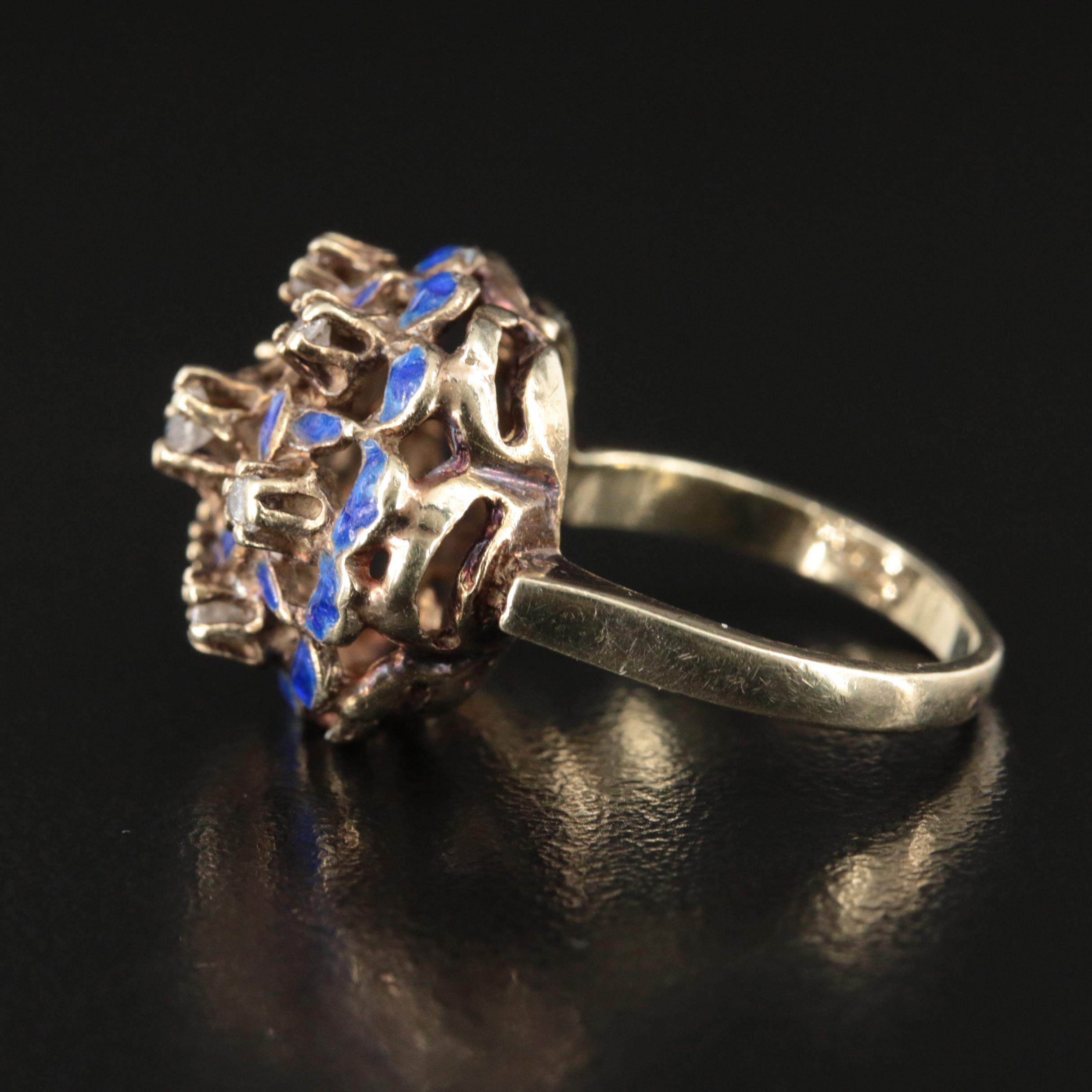 14K Diamond and Enamel Ring