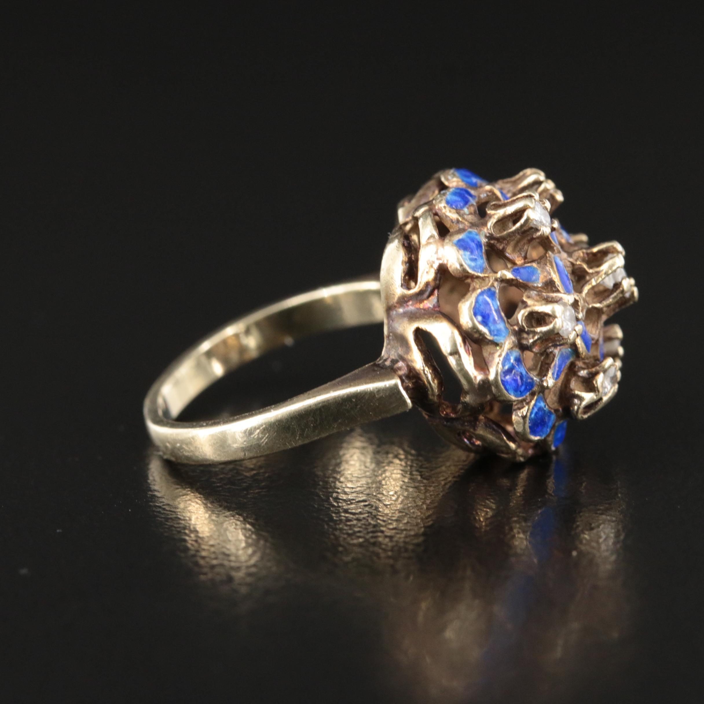 14K Diamond and Enamel Ring