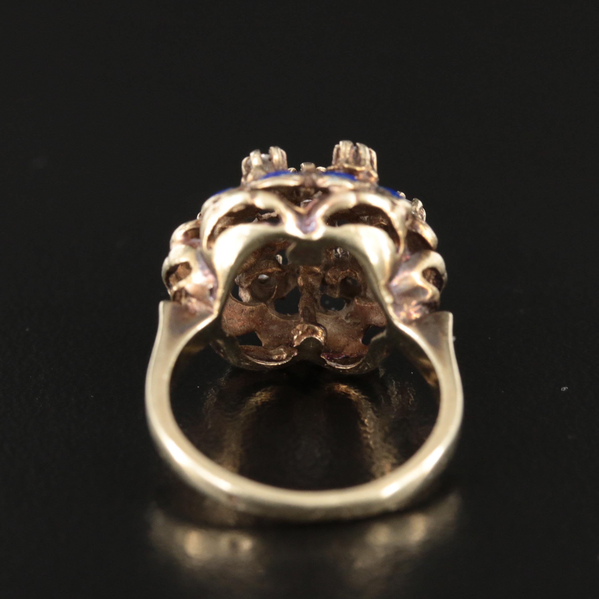 14K Diamond and Enamel Ring