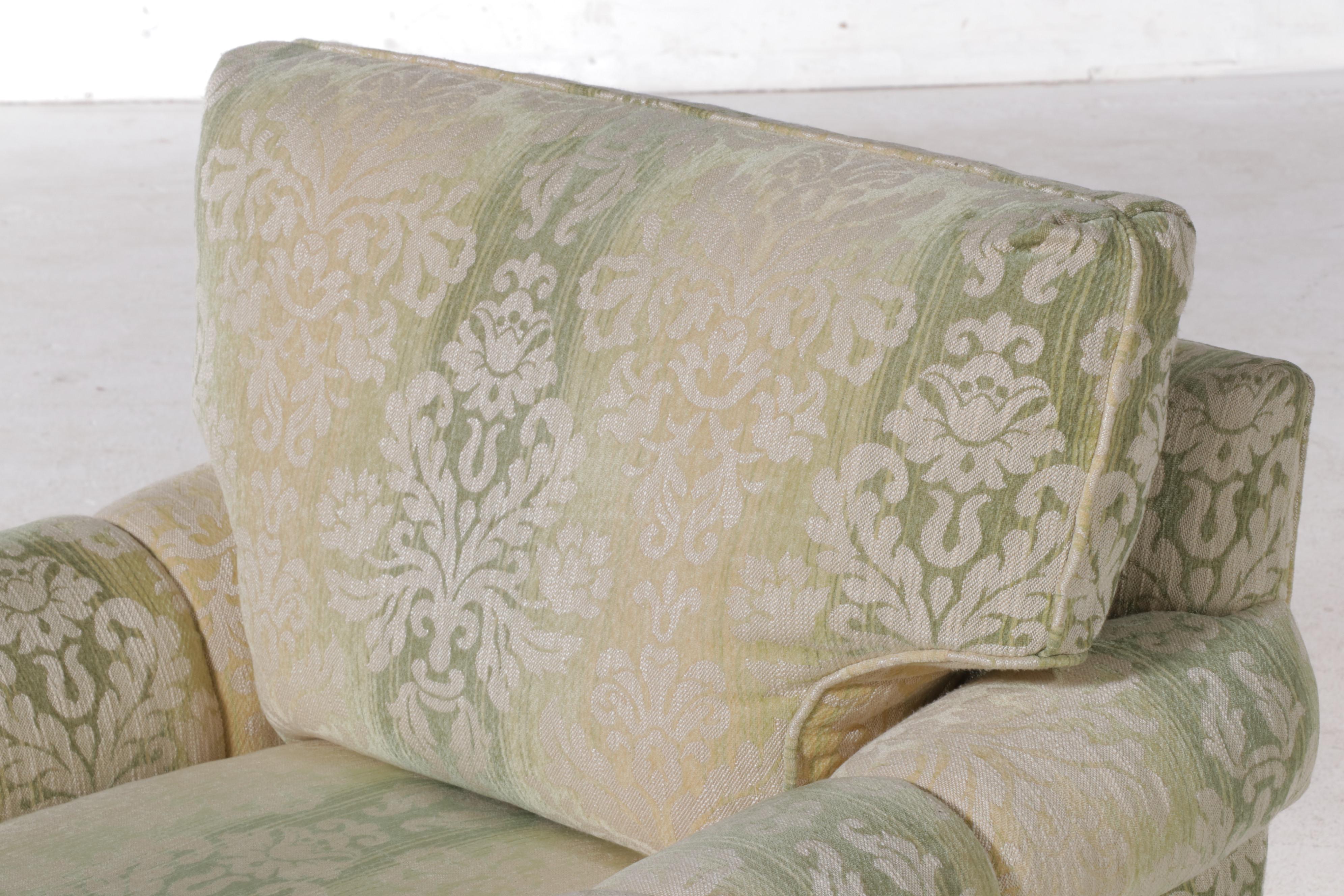 Custom-Upholstered Easy Armchair and Ottoman