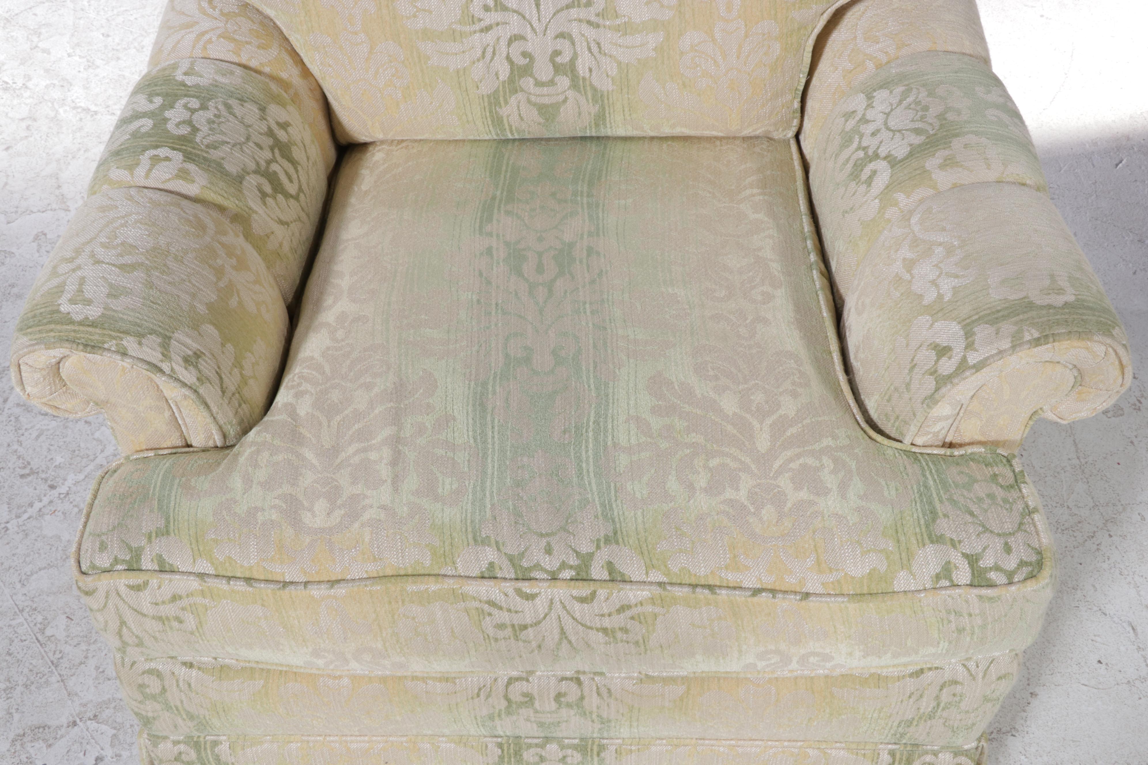 Custom-Upholstered Easy Armchair and Ottoman