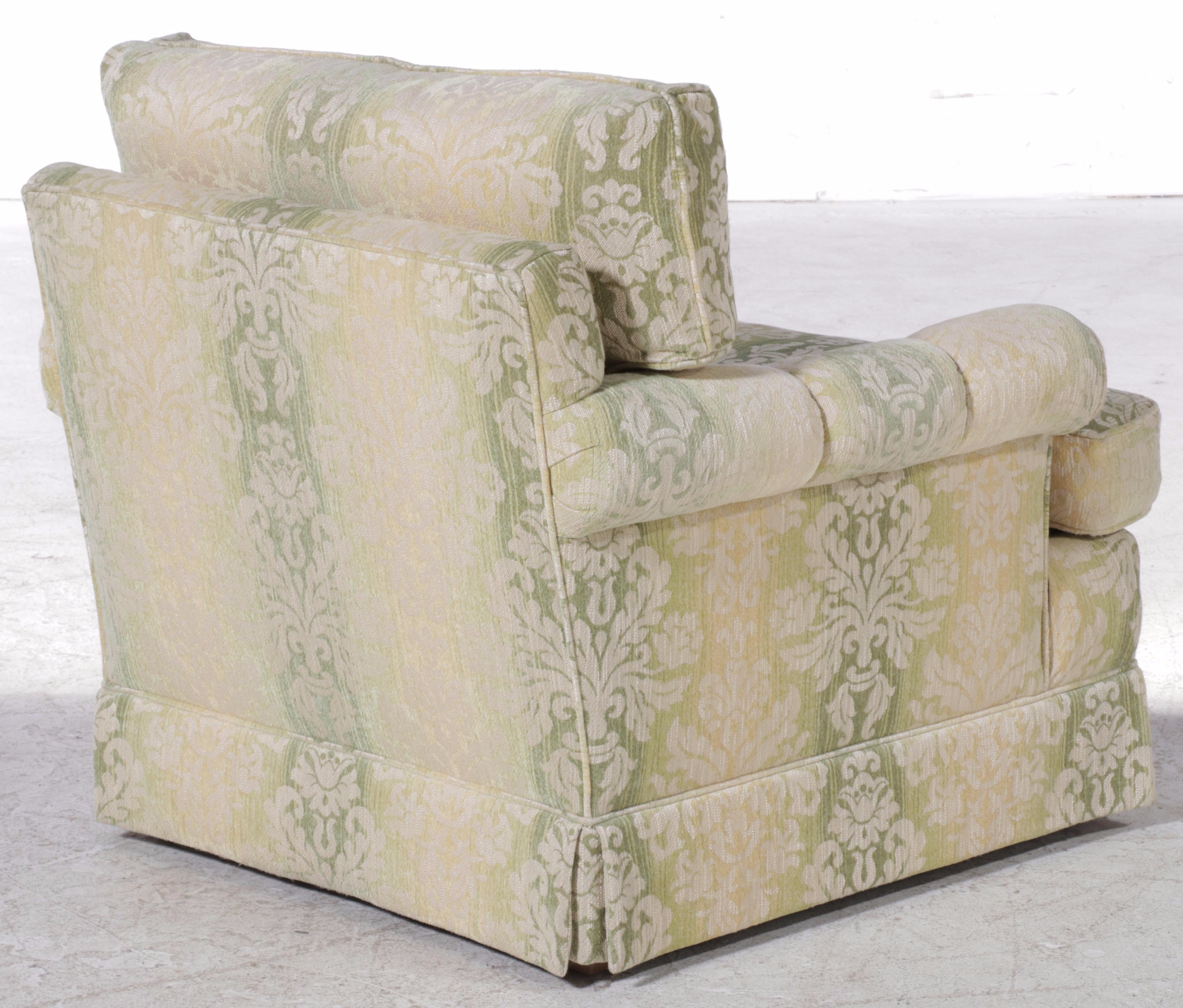 Custom-Upholstered Easy Armchair and Ottoman