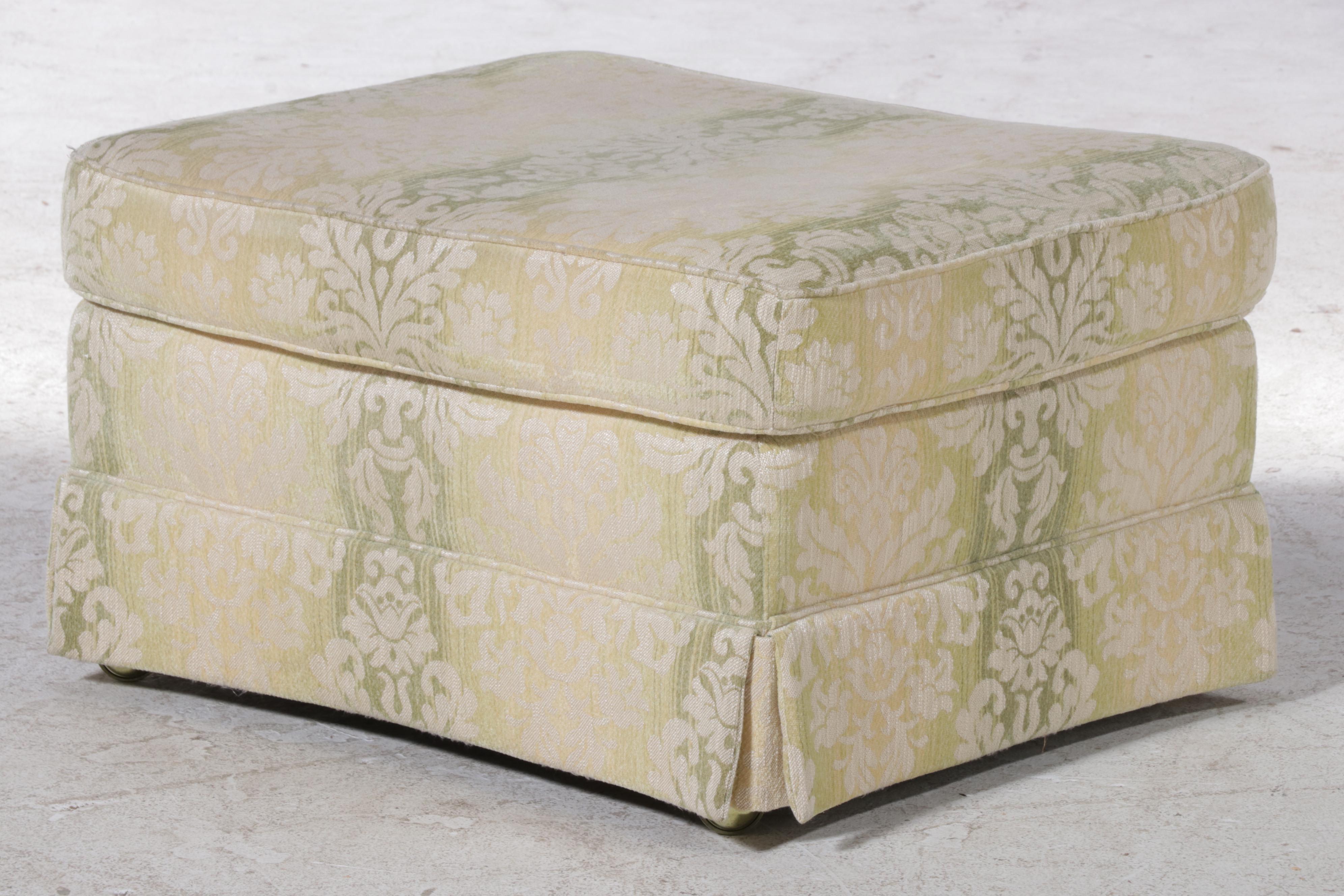 Custom-Upholstered Easy Armchair and Ottoman