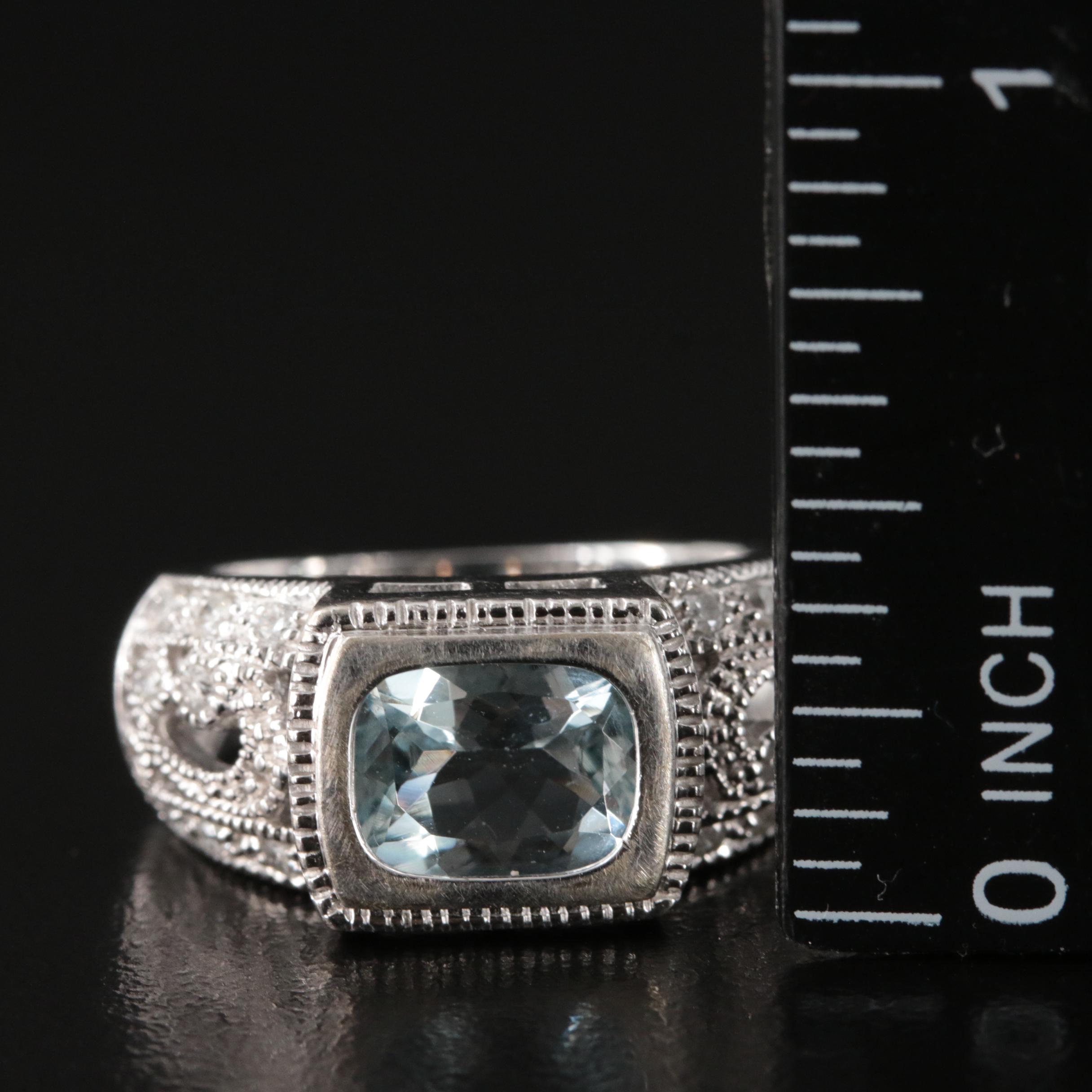 14K Aquamarine and Diamond Ring