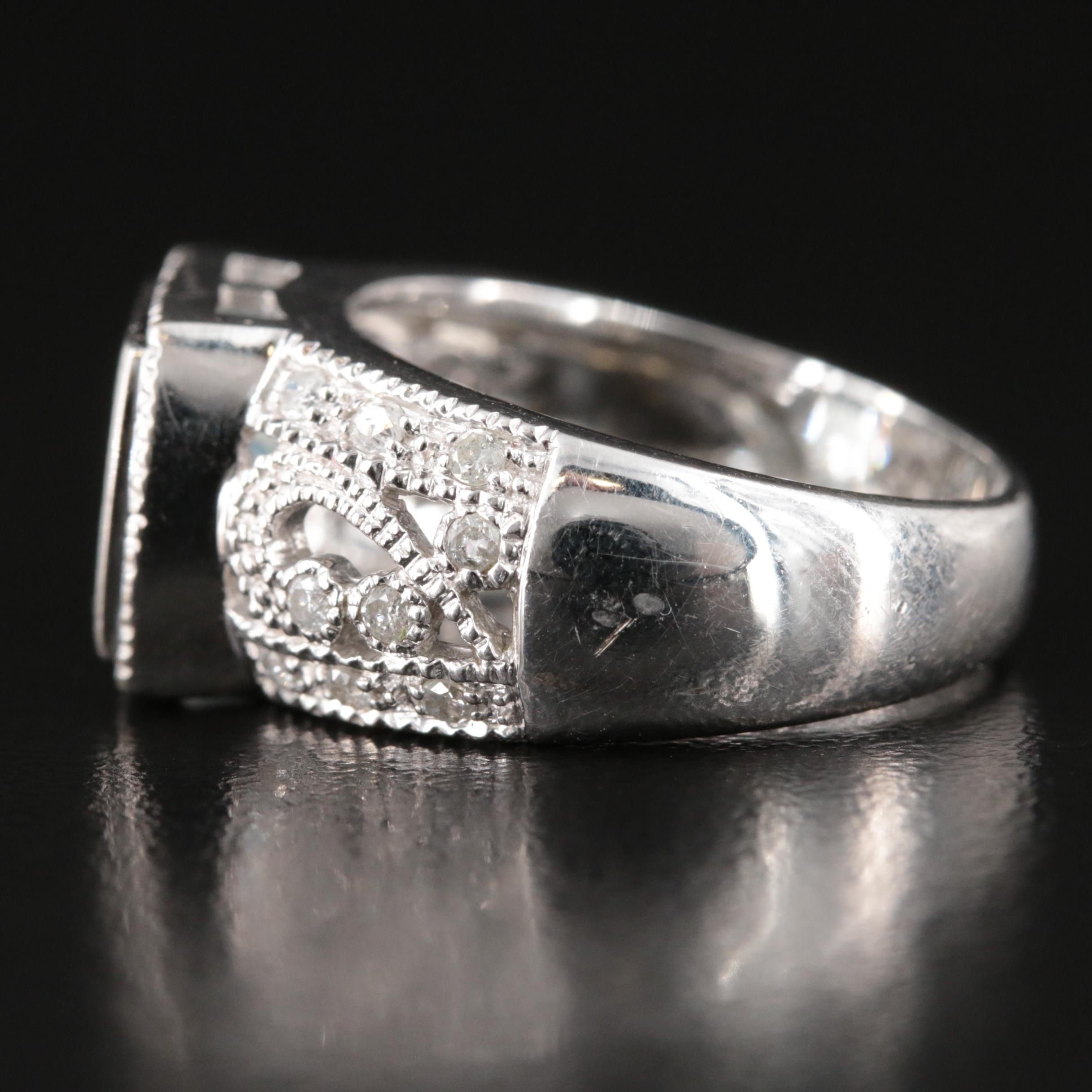 14K Aquamarine and Diamond Ring