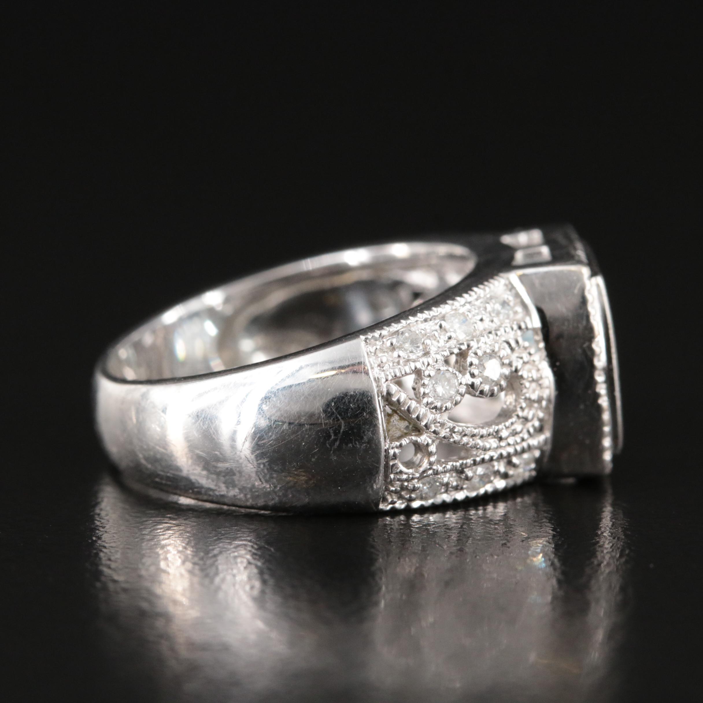 14K Aquamarine and Diamond Ring