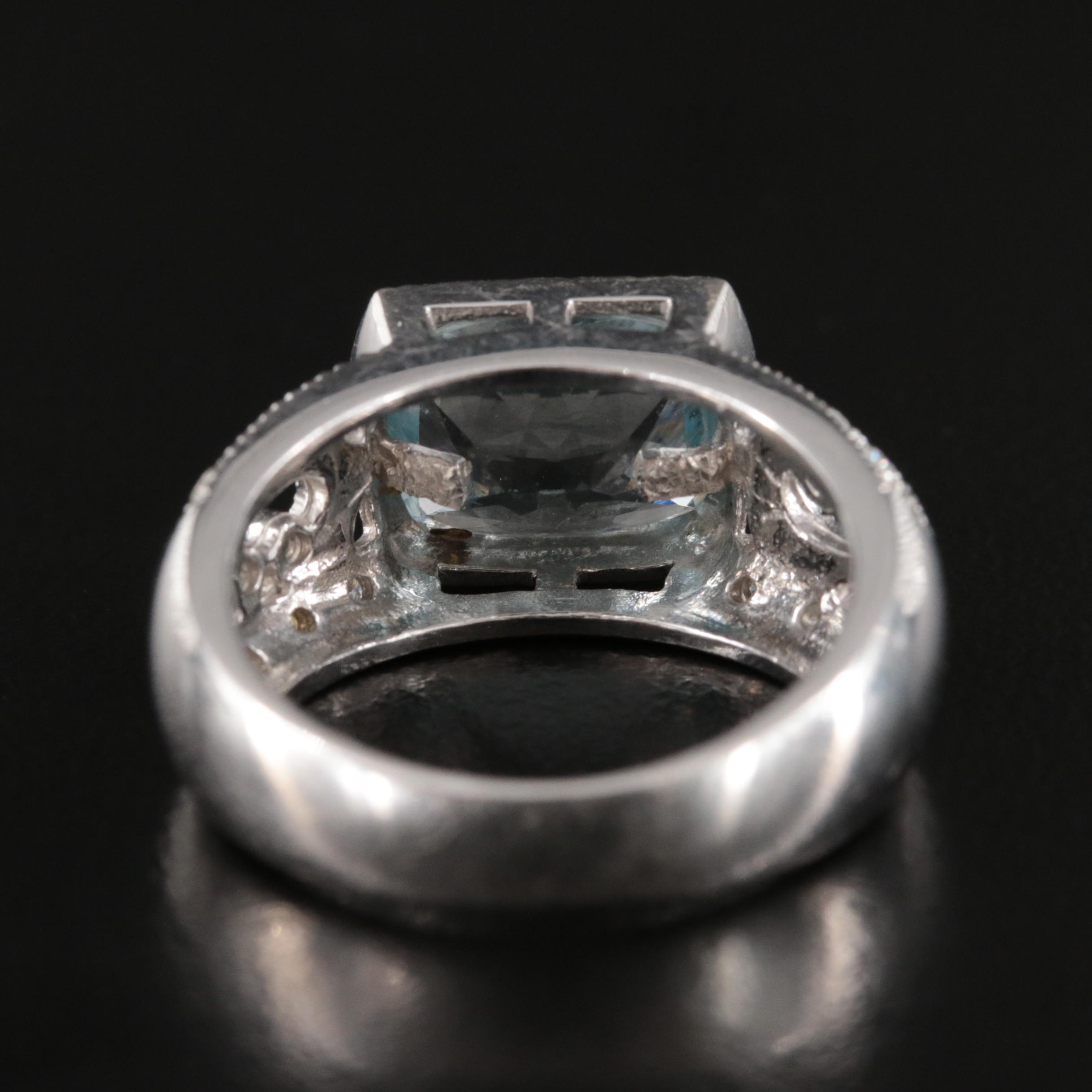 14K Aquamarine and Diamond Ring