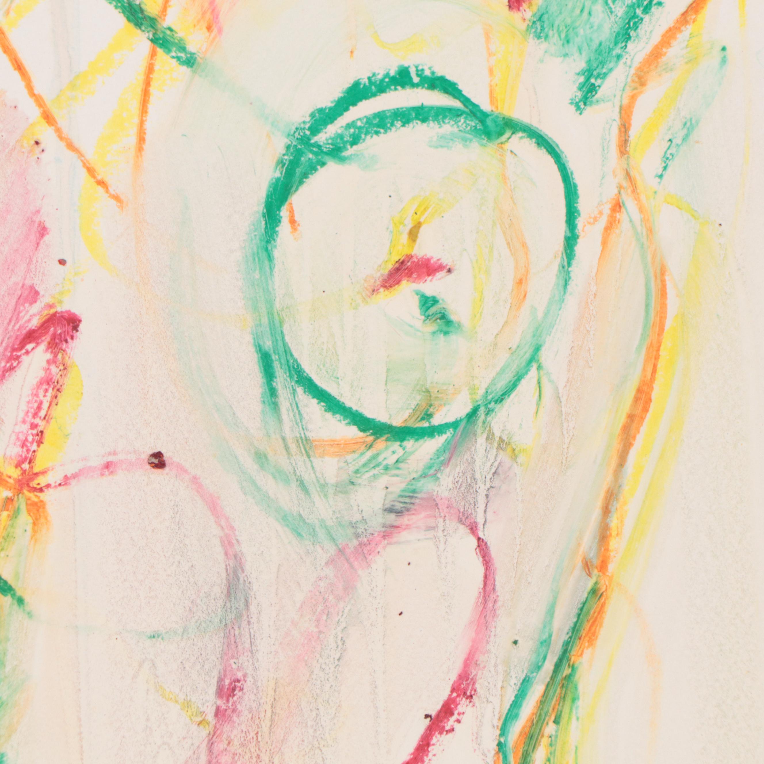 Jack Meanwell Abstract Expressionist Oil Pastel Figure Drawing