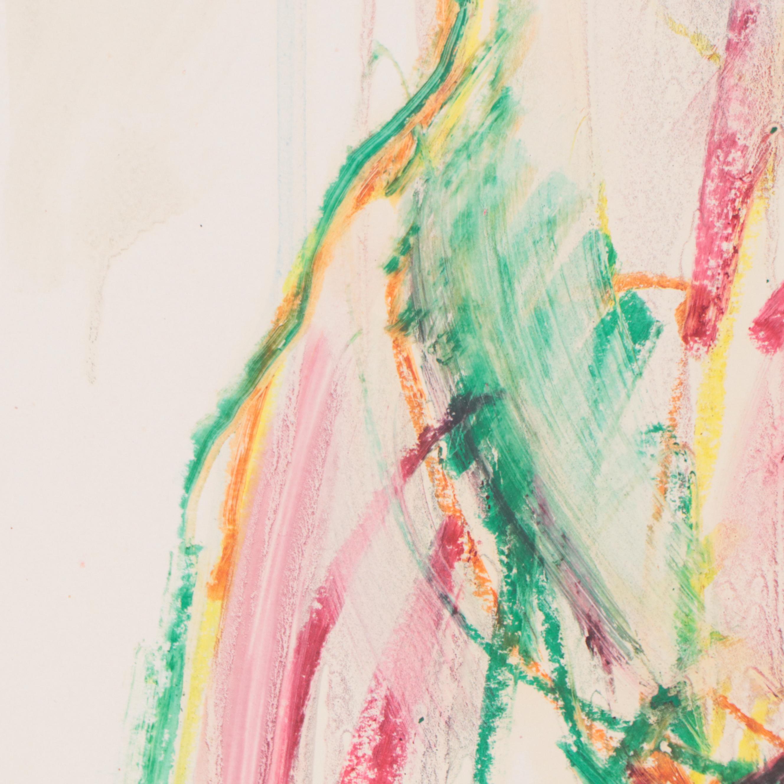 Jack Meanwell Abstract Expressionist Oil Pastel Figure Drawing