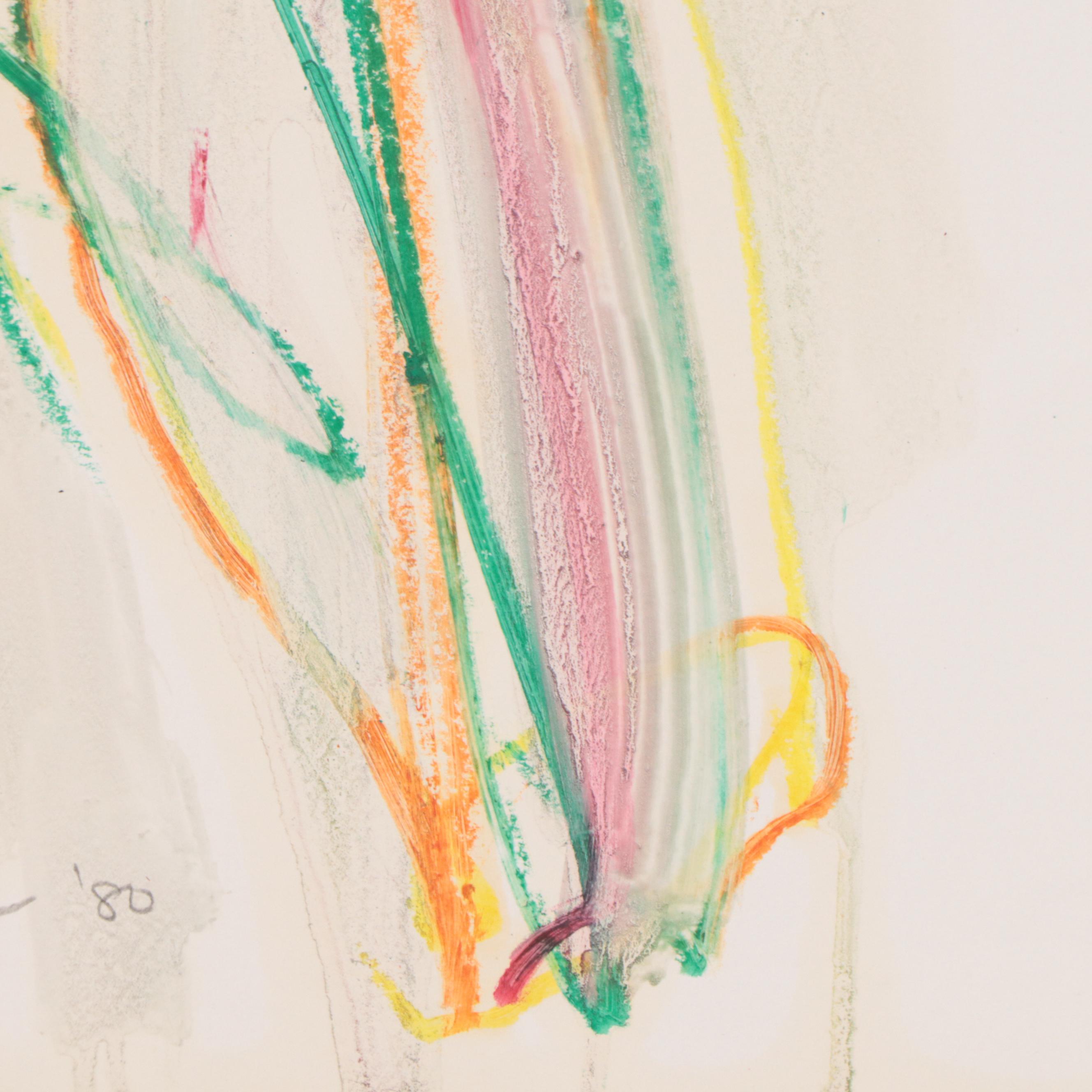 Jack Meanwell Abstract Expressionist Oil Pastel Figure Drawing