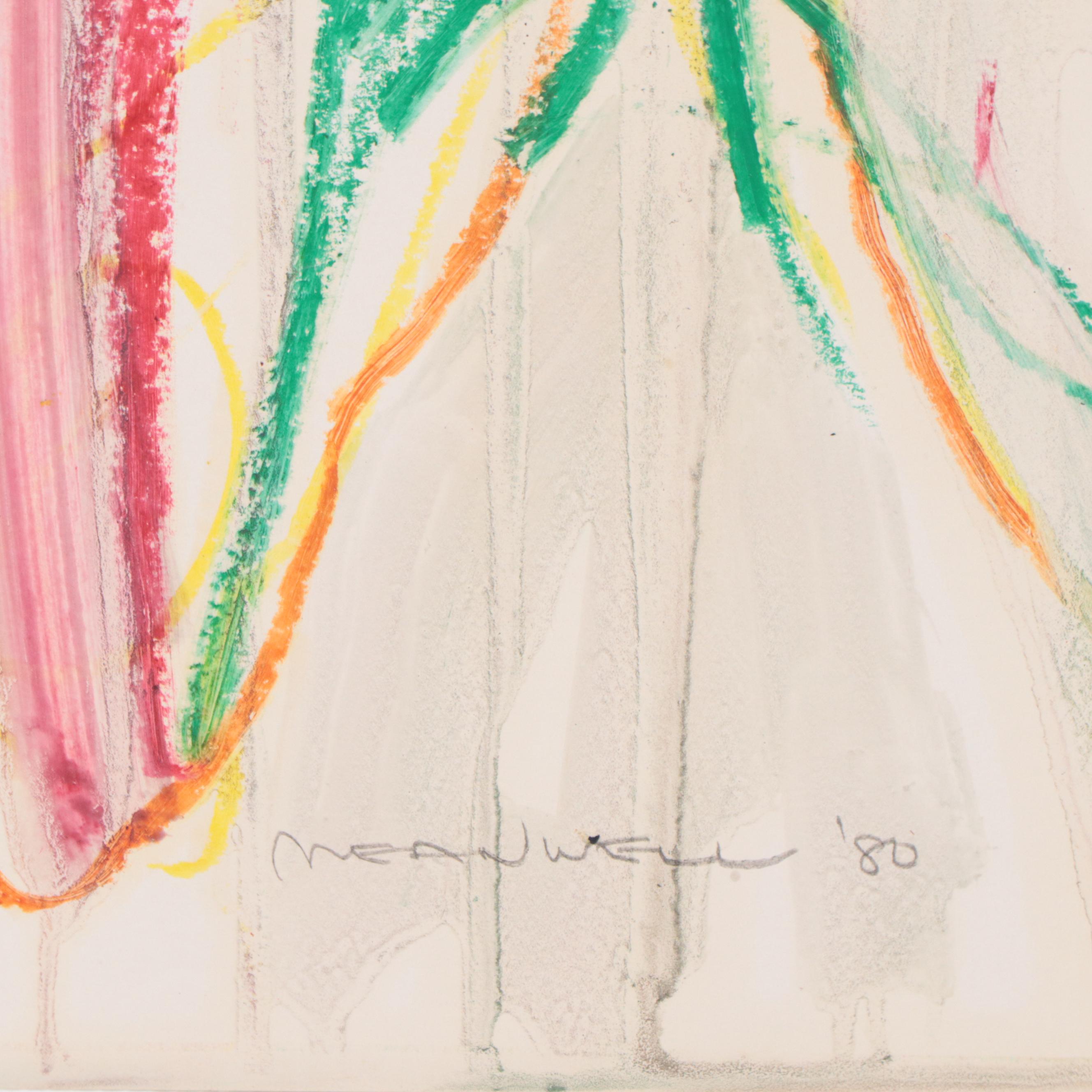 Jack Meanwell Abstract Expressionist Oil Pastel Figure Drawing