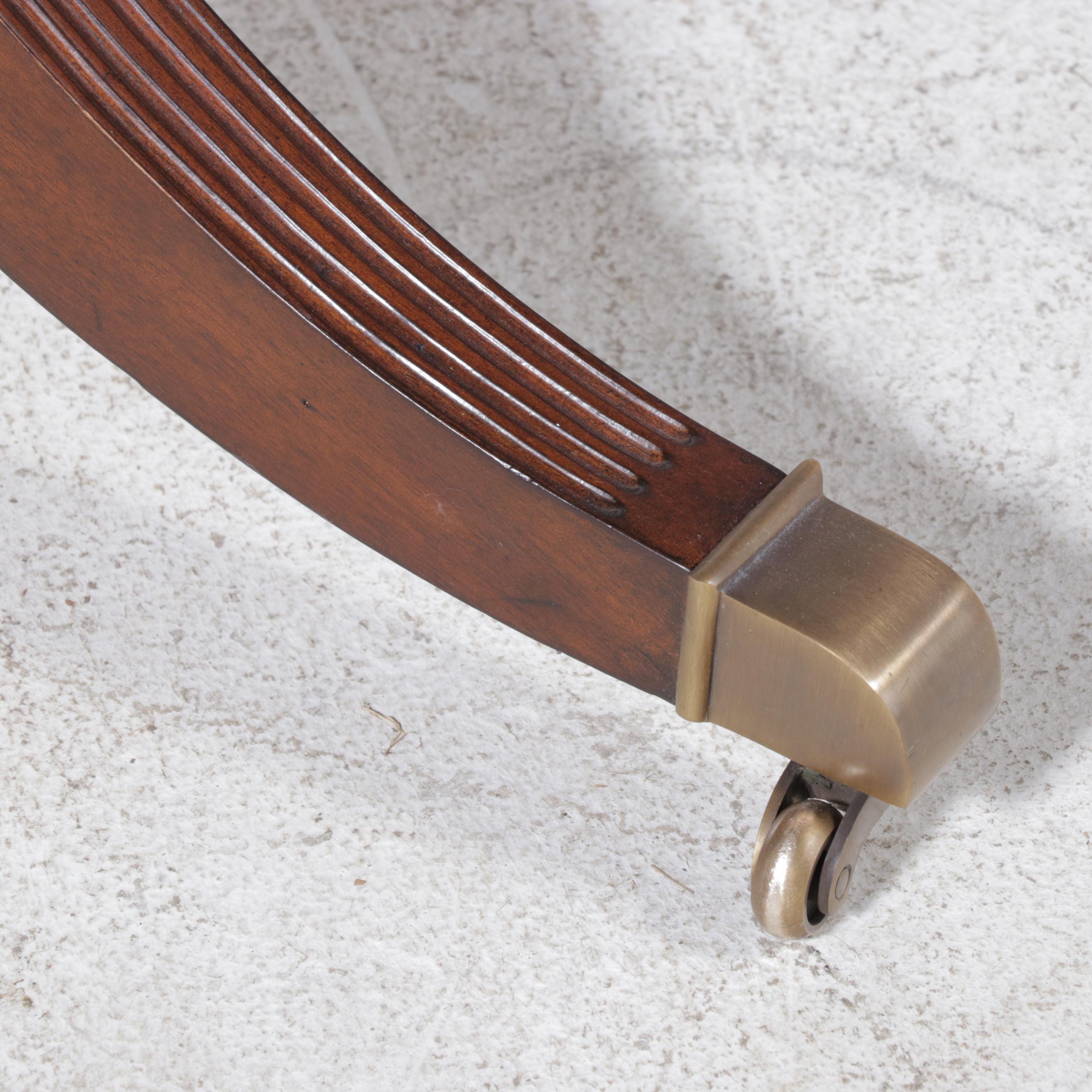 Ethan Allen "Bradford" Tooled Leather-Top Mahogany Rent Table