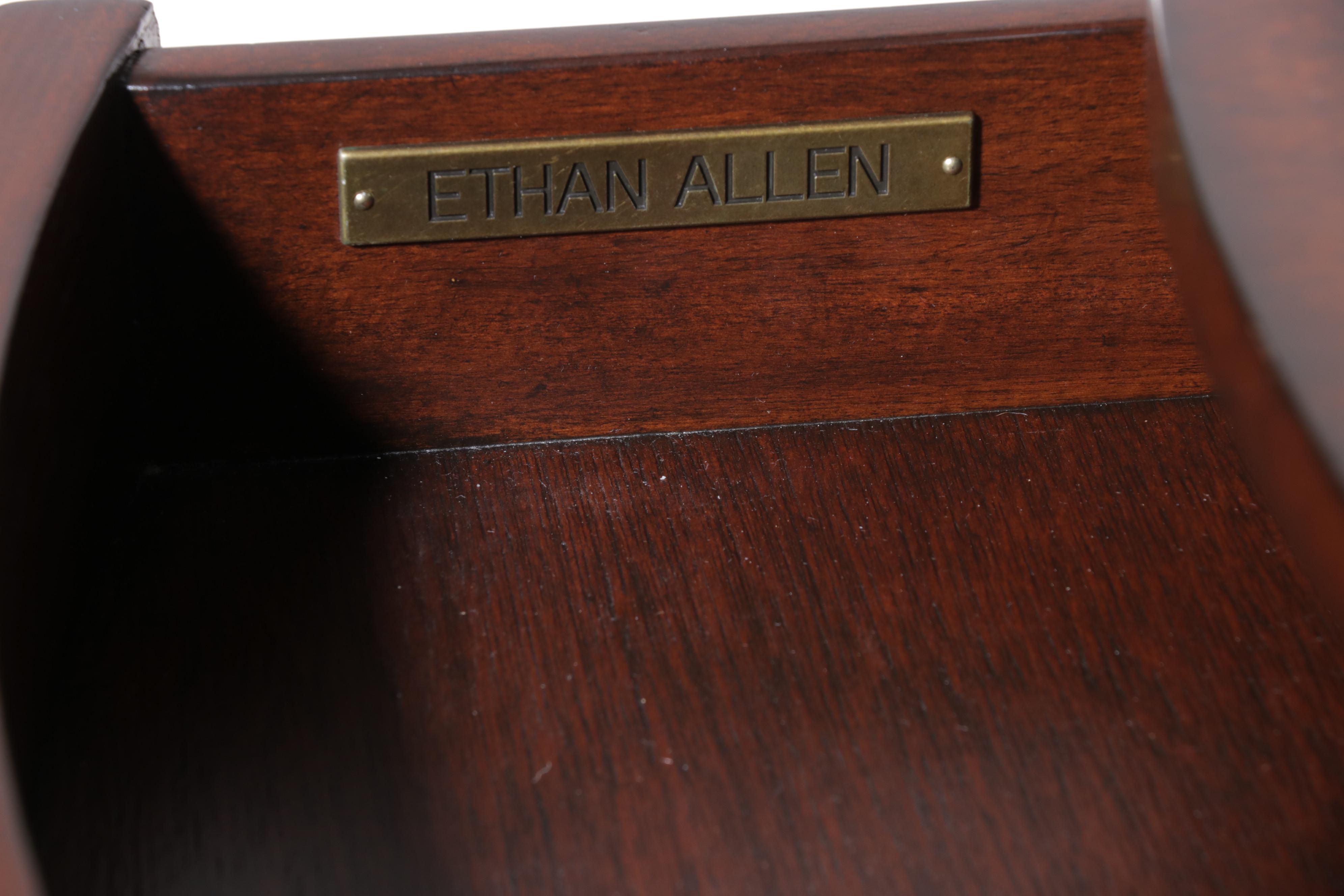 Ethan Allen "Bradford" Tooled Leather-Top Mahogany Rent Table